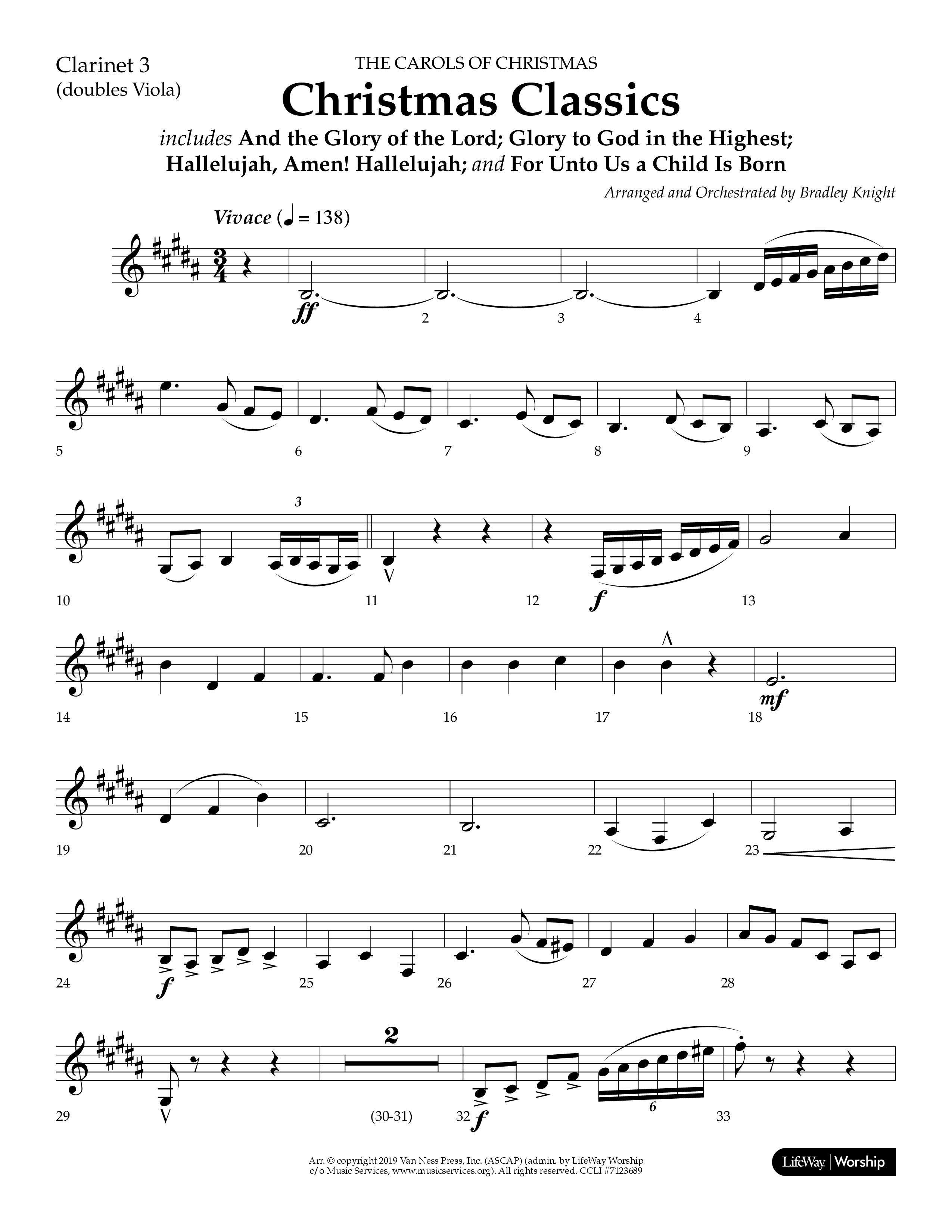 Christmas Classic (Choral Anthem SATB) Clarinet 3 (Lifeway Choral / Arr. Bradley Knight)