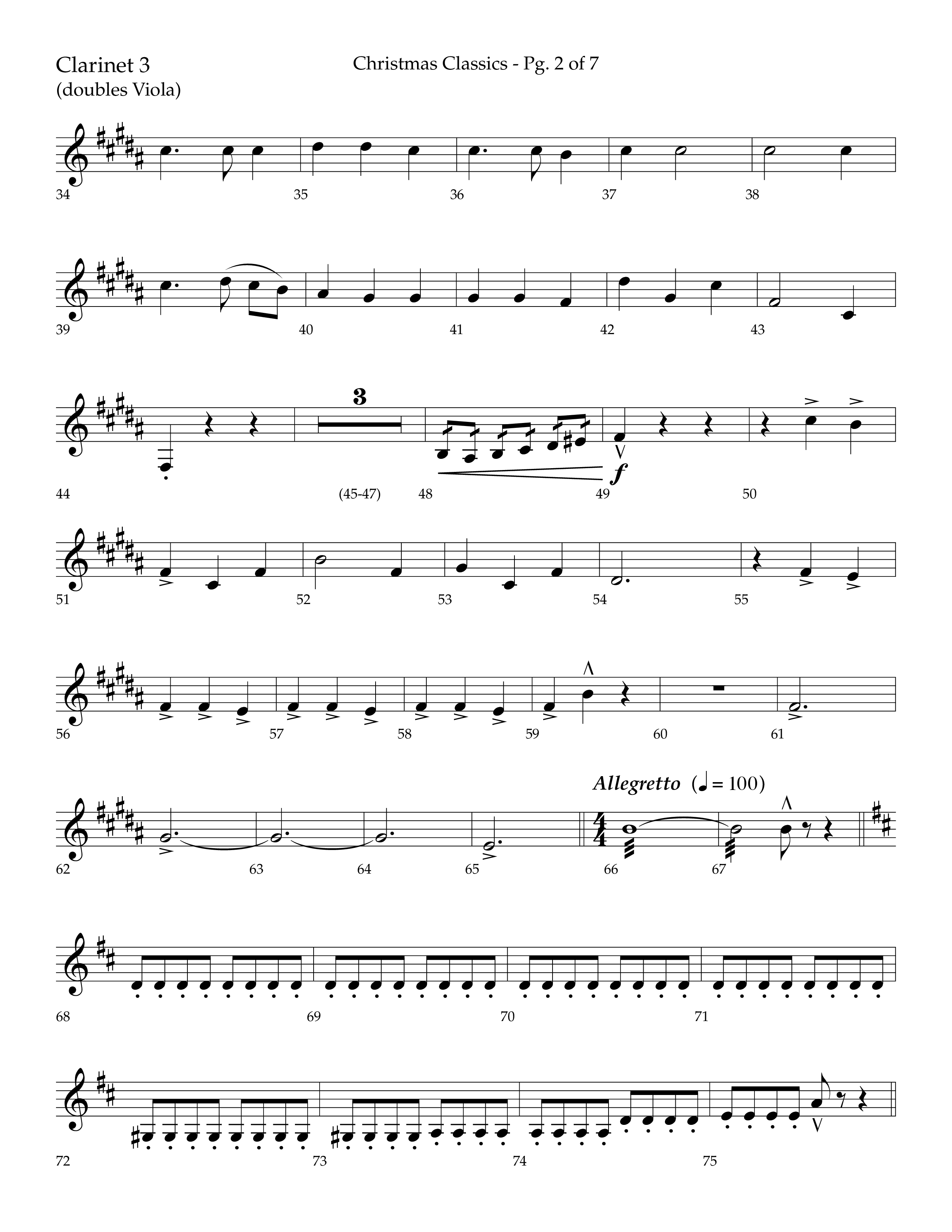 Christmas Classic (Choral Anthem SATB) Clarinet 3 (Lifeway Choral / Arr. Bradley Knight)