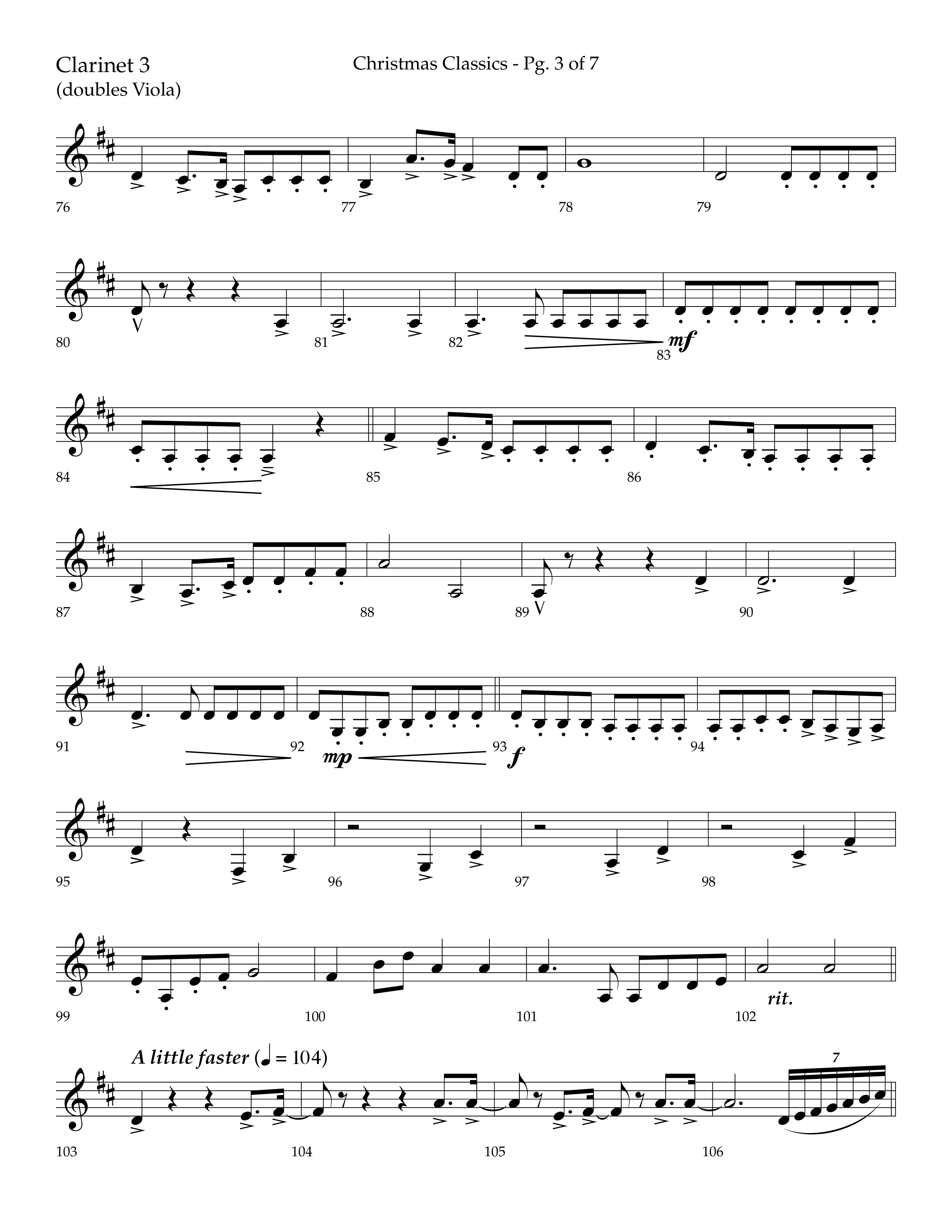 Christmas Classic (Choral Anthem SATB) Clarinet 3 (Lifeway Choral / Arr. Bradley Knight)