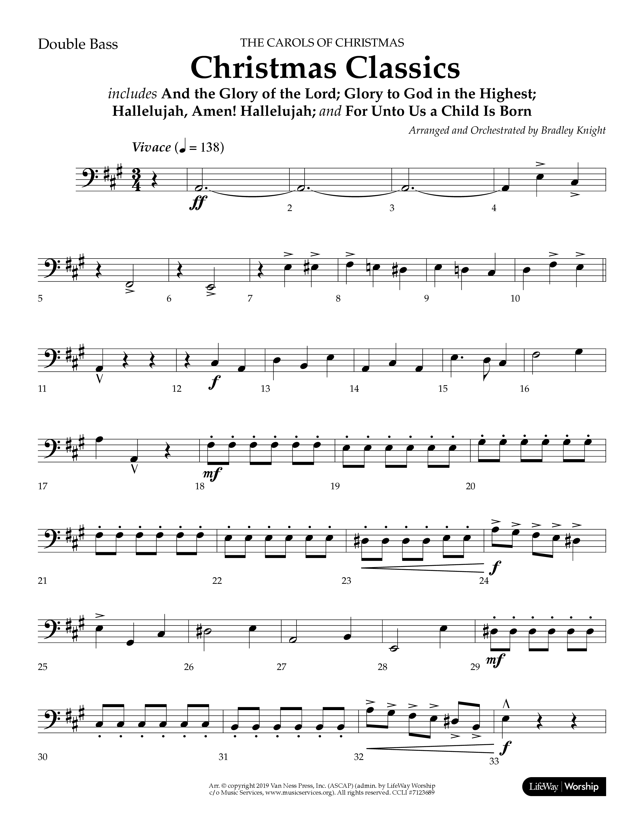 Christmas Classic (Choral Anthem SATB) Double Bass (Lifeway Choral / Arr. Bradley Knight)
