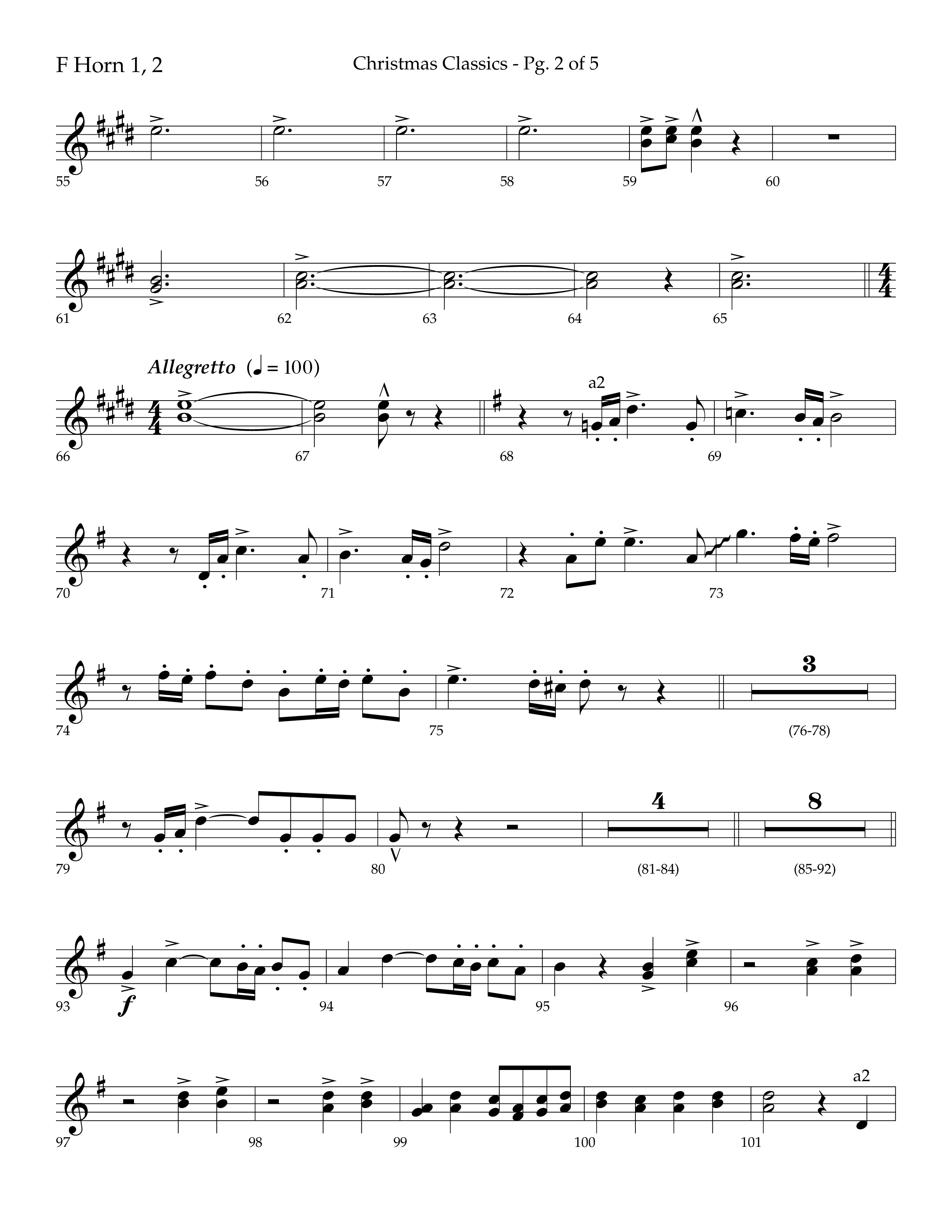 Christmas Classic (Choral Anthem SATB) French Horn 1/2 (Lifeway Choral / Arr. Bradley Knight)