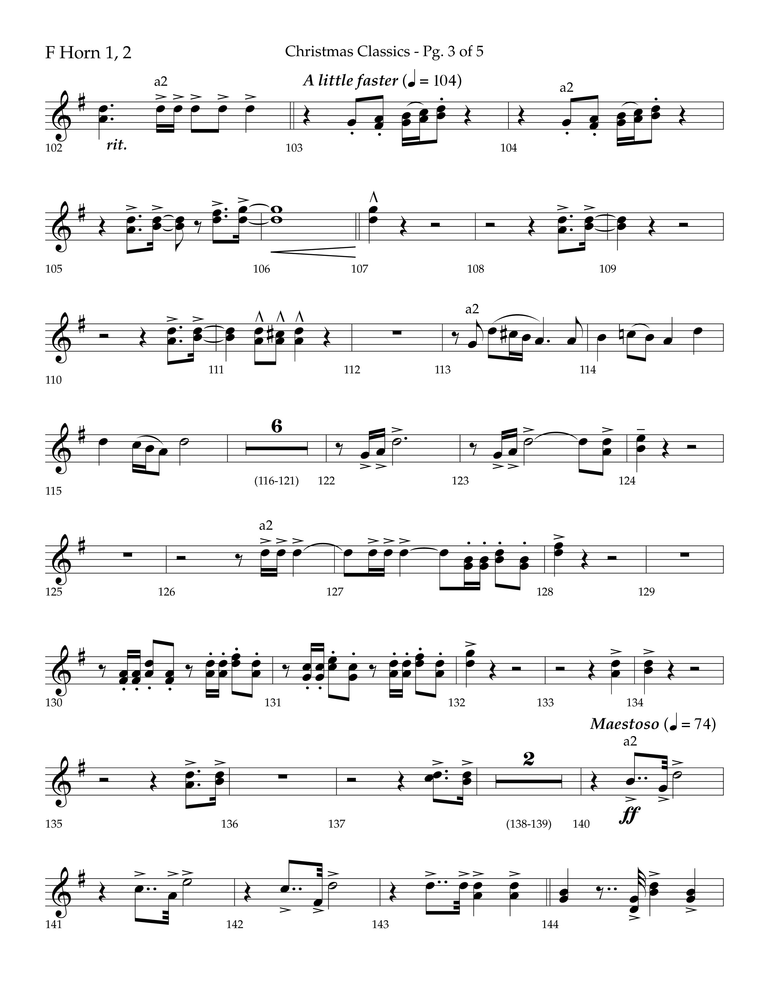 Christmas Classic (Choral Anthem SATB) French Horn 1/2 (Lifeway Choral / Arr. Bradley Knight)