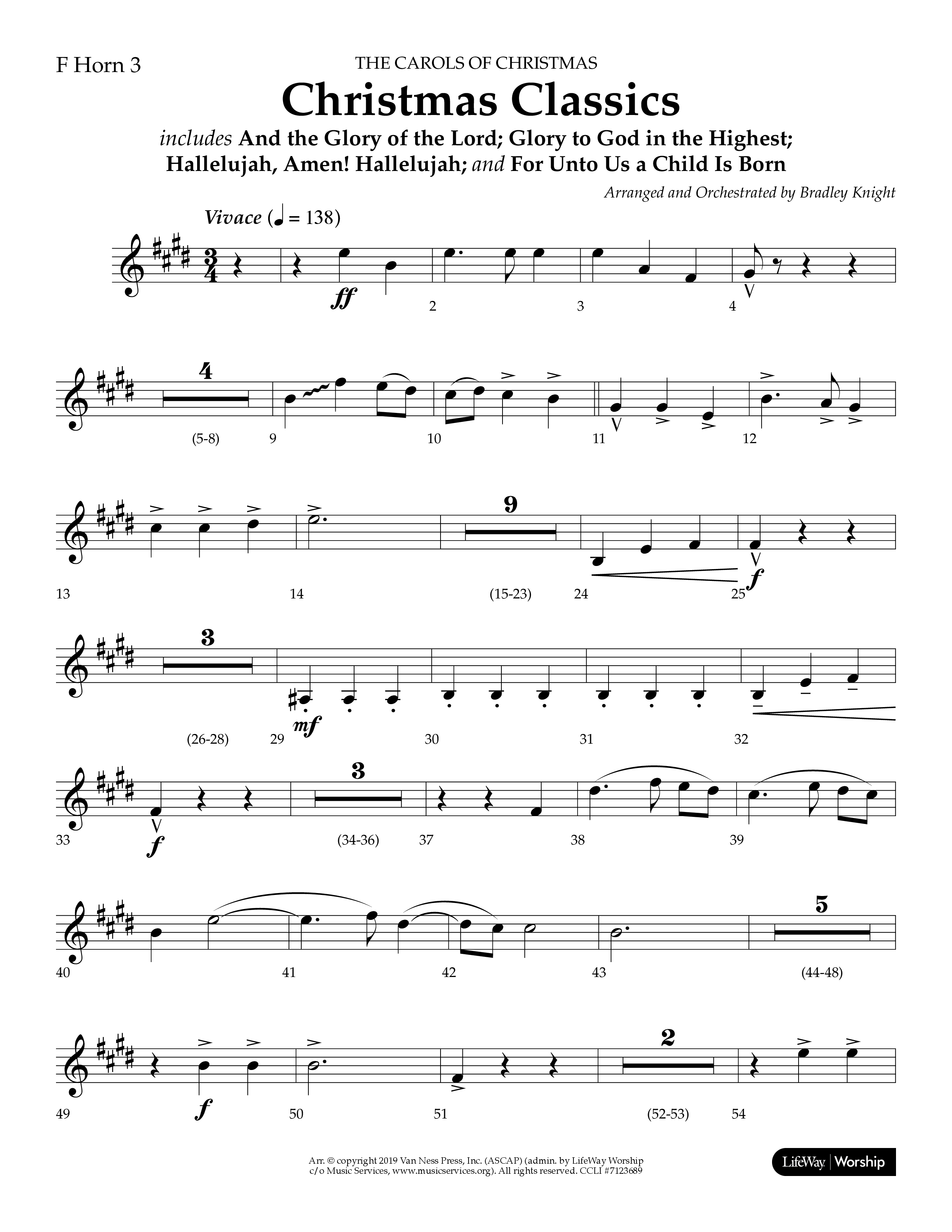 Christmas Classic (Choral Anthem SATB) French Horn 3 (Lifeway Choral / Arr. Bradley Knight)