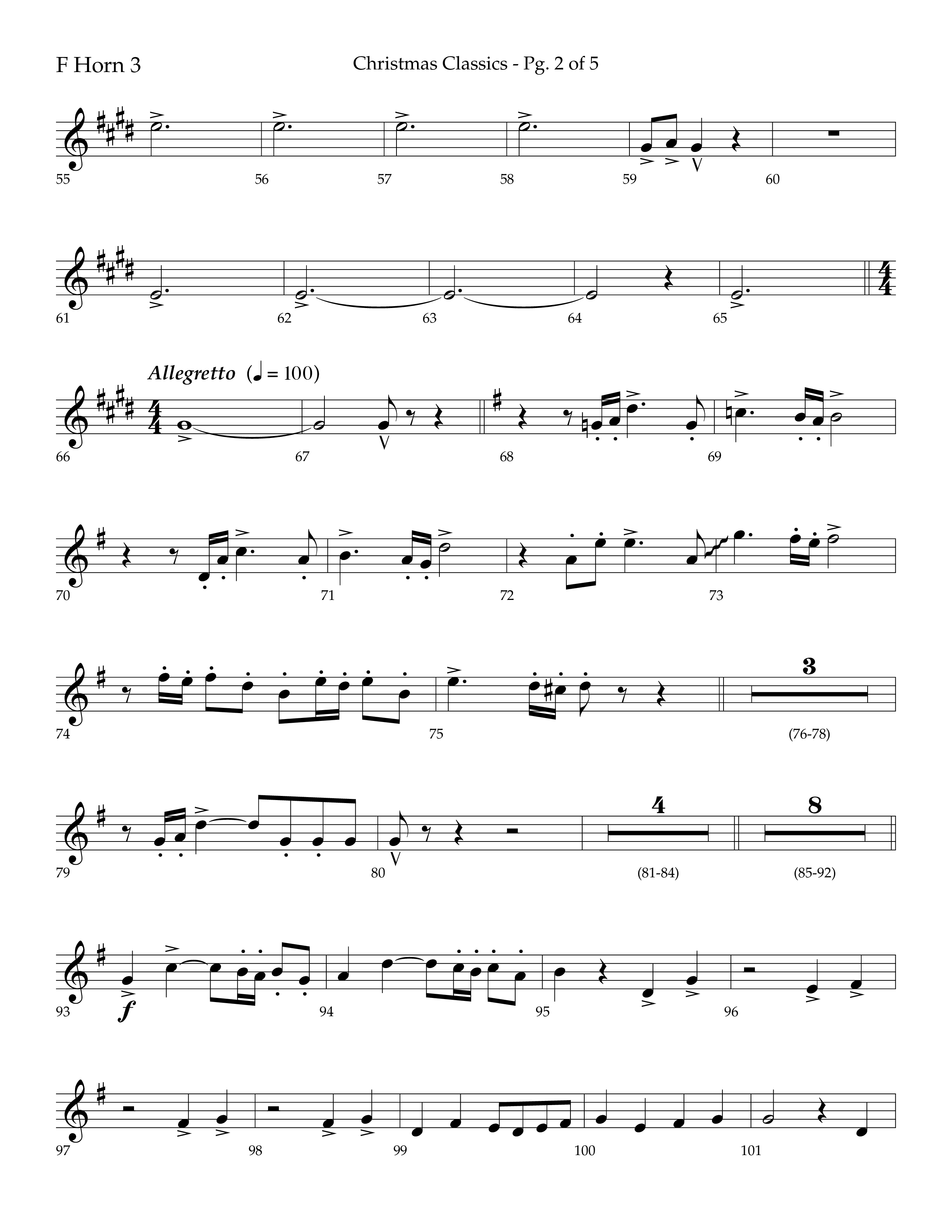 Christmas Classic (Choral Anthem SATB) French Horn 3 (Lifeway Choral / Arr. Bradley Knight)