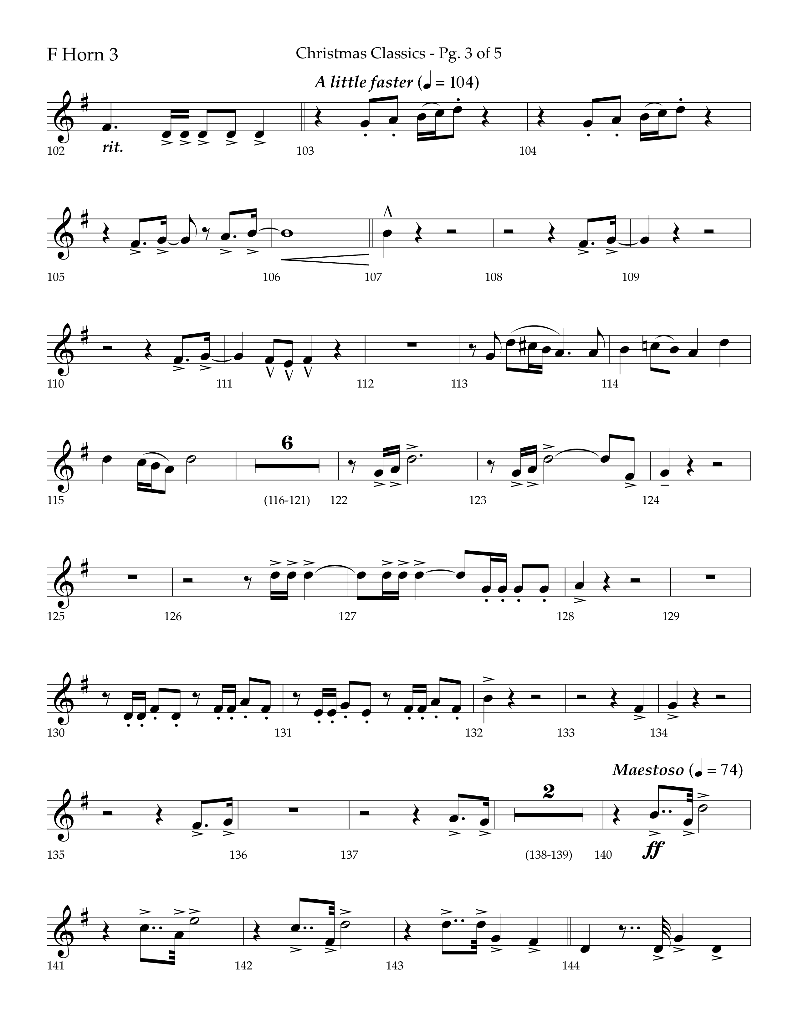 Christmas Classic (Choral Anthem SATB) French Horn 3 (Lifeway Choral / Arr. Bradley Knight)