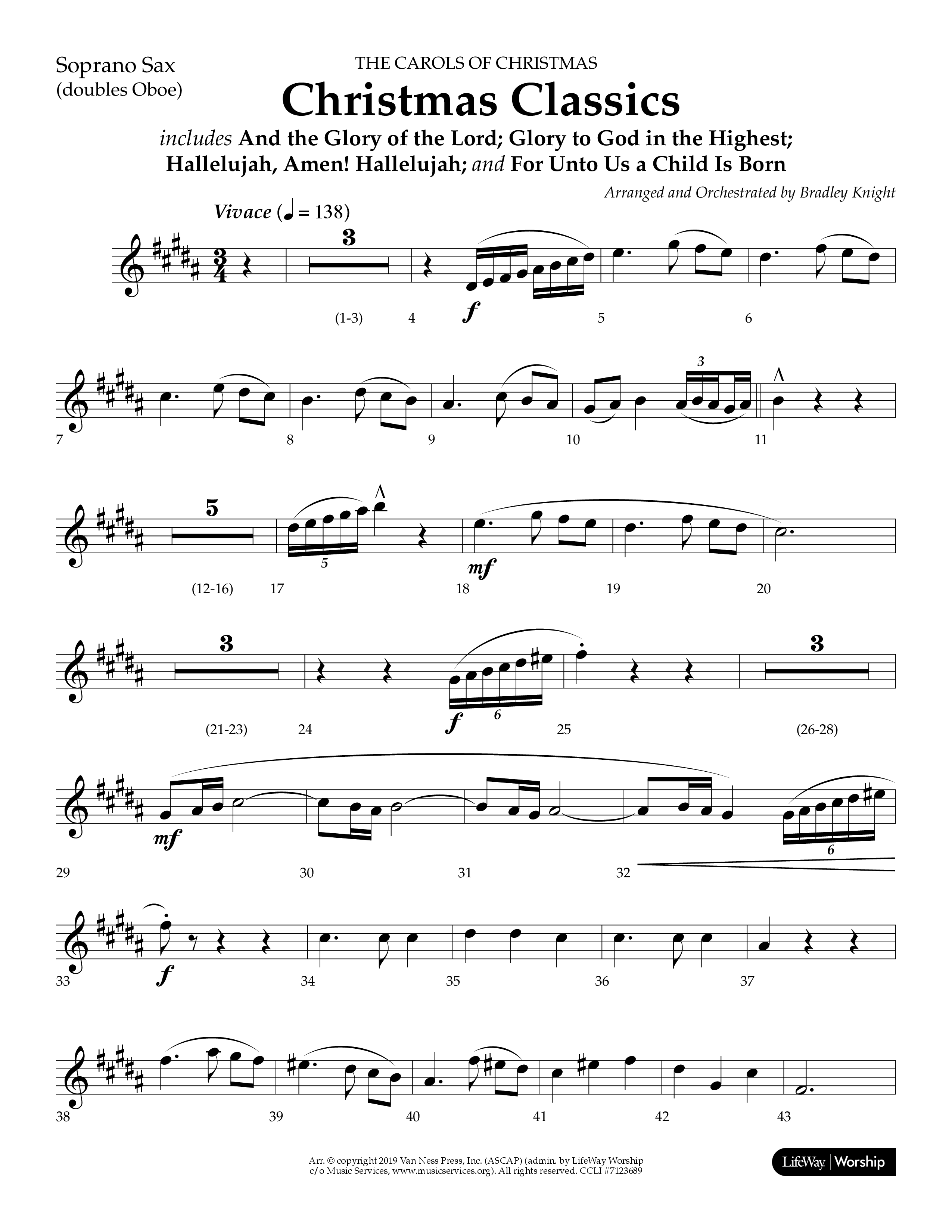 Christmas Classic (Choral Anthem SATB) Soprano Sax (Lifeway Choral / Arr. Bradley Knight)