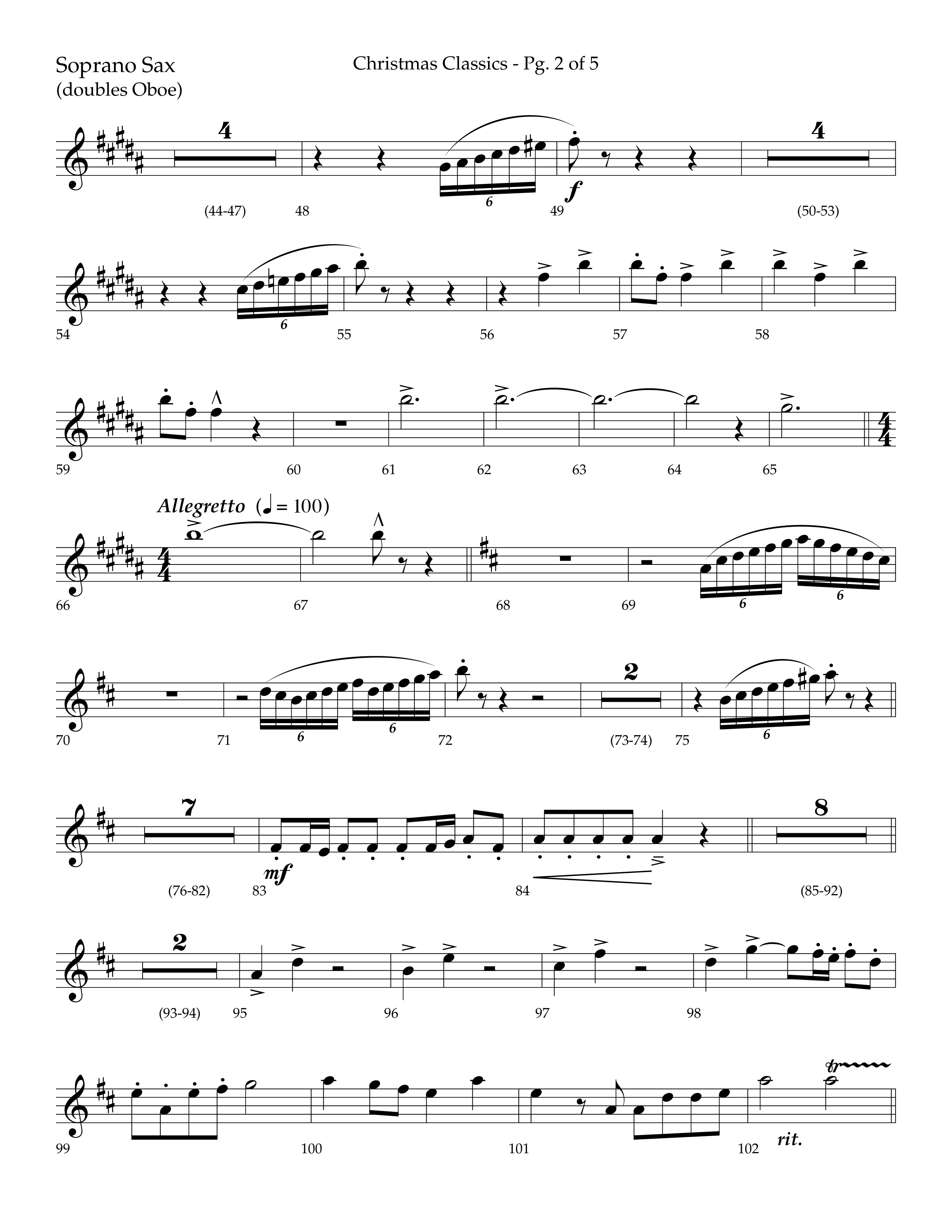 Christmas Classic (Choral Anthem SATB) Soprano Sax (Lifeway Choral / Arr. Bradley Knight)