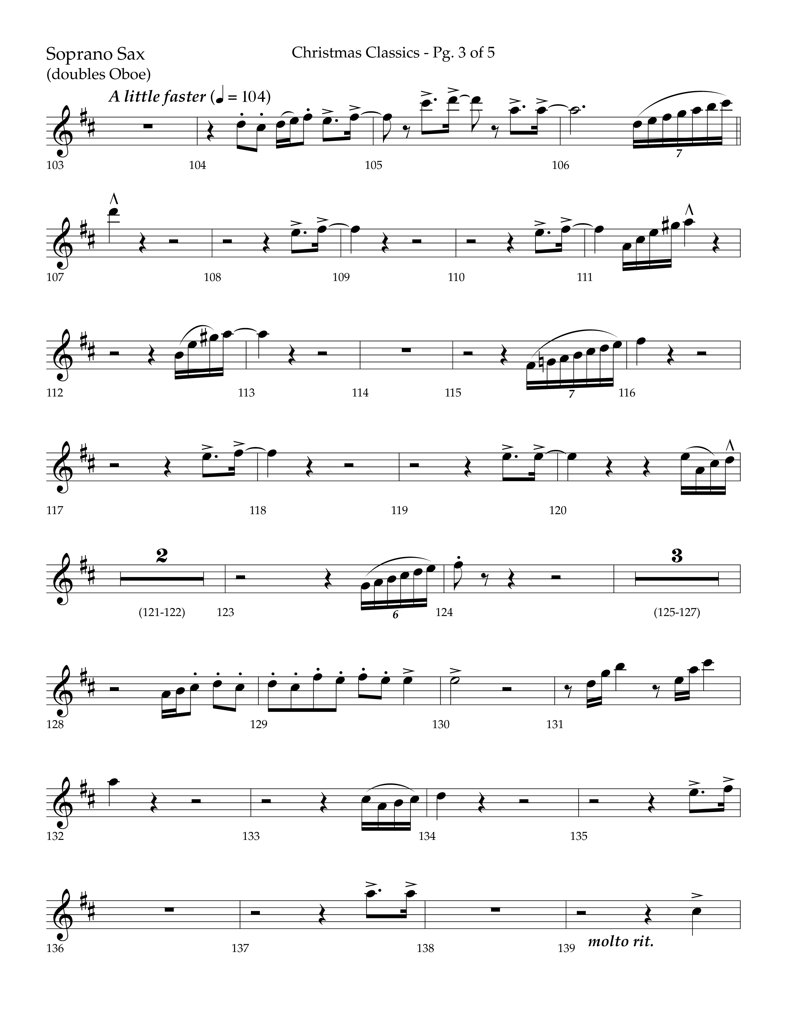 Christmas Classic (Choral Anthem SATB) Soprano Sax (Lifeway Choral / Arr. Bradley Knight)