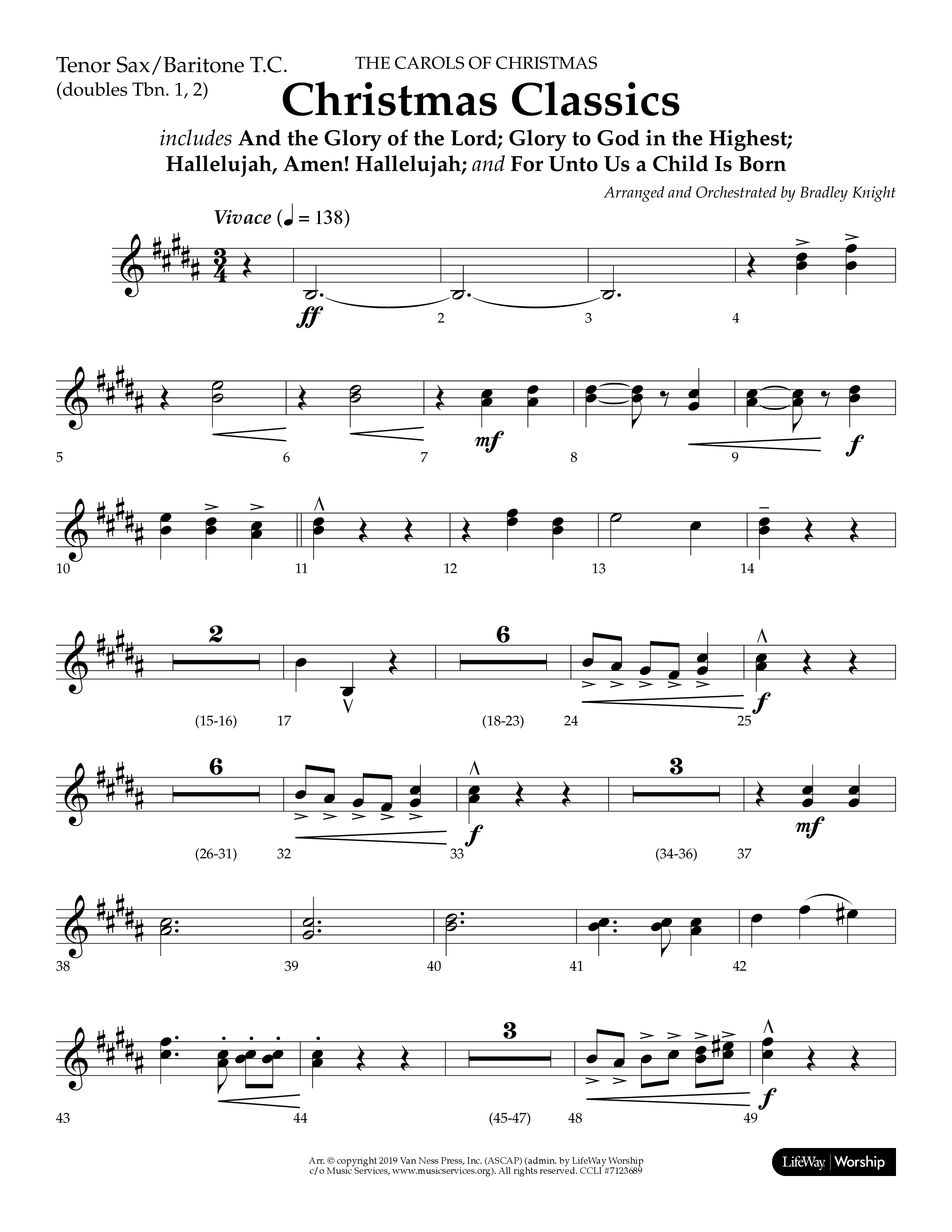 Christmas Classic (Choral Anthem SATB) Tenor Sax/Baritone T.C. (Lifeway Choral / Arr. Bradley Knight)