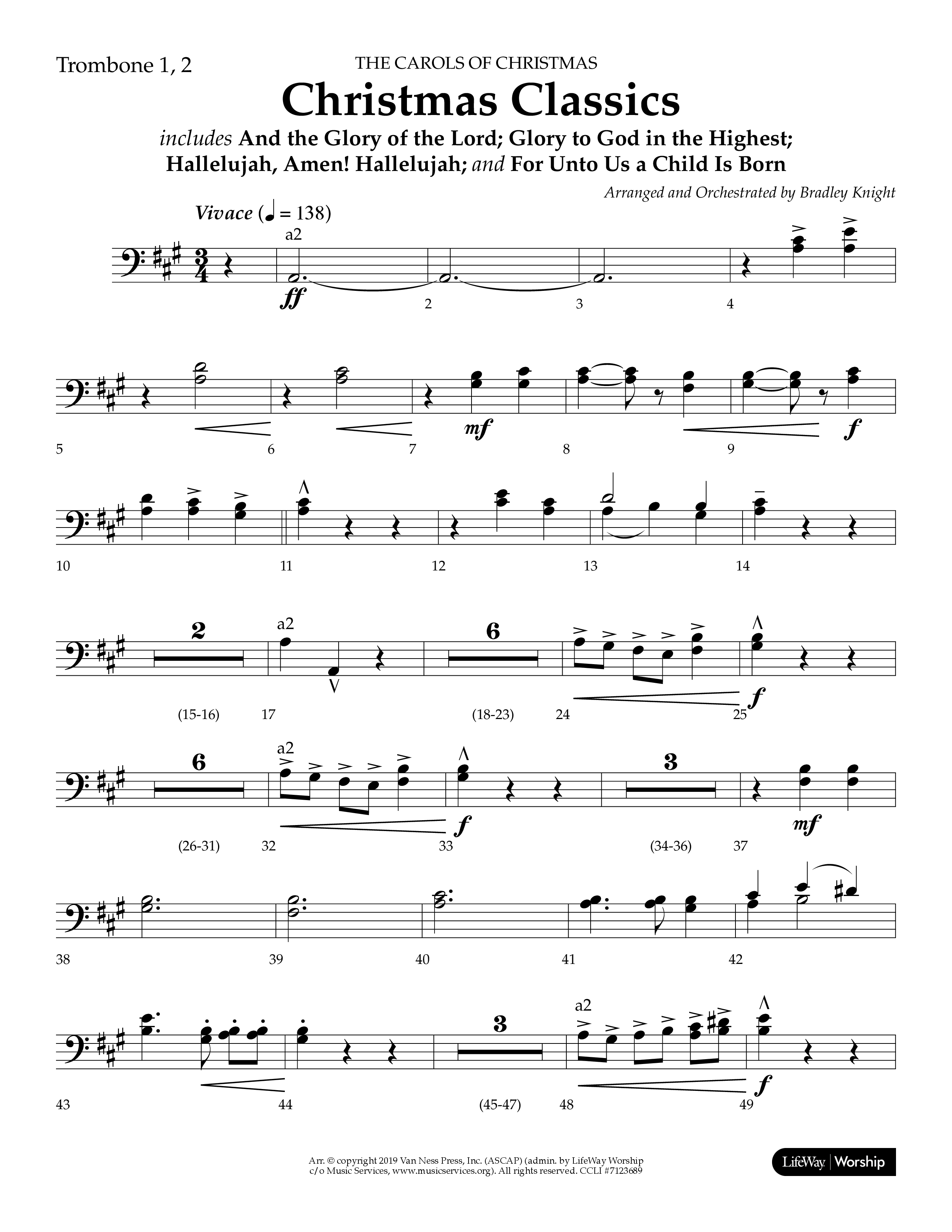 Christmas Classic (Choral Anthem SATB) Trombone 1/2 (Lifeway Choral / Arr. Bradley Knight)