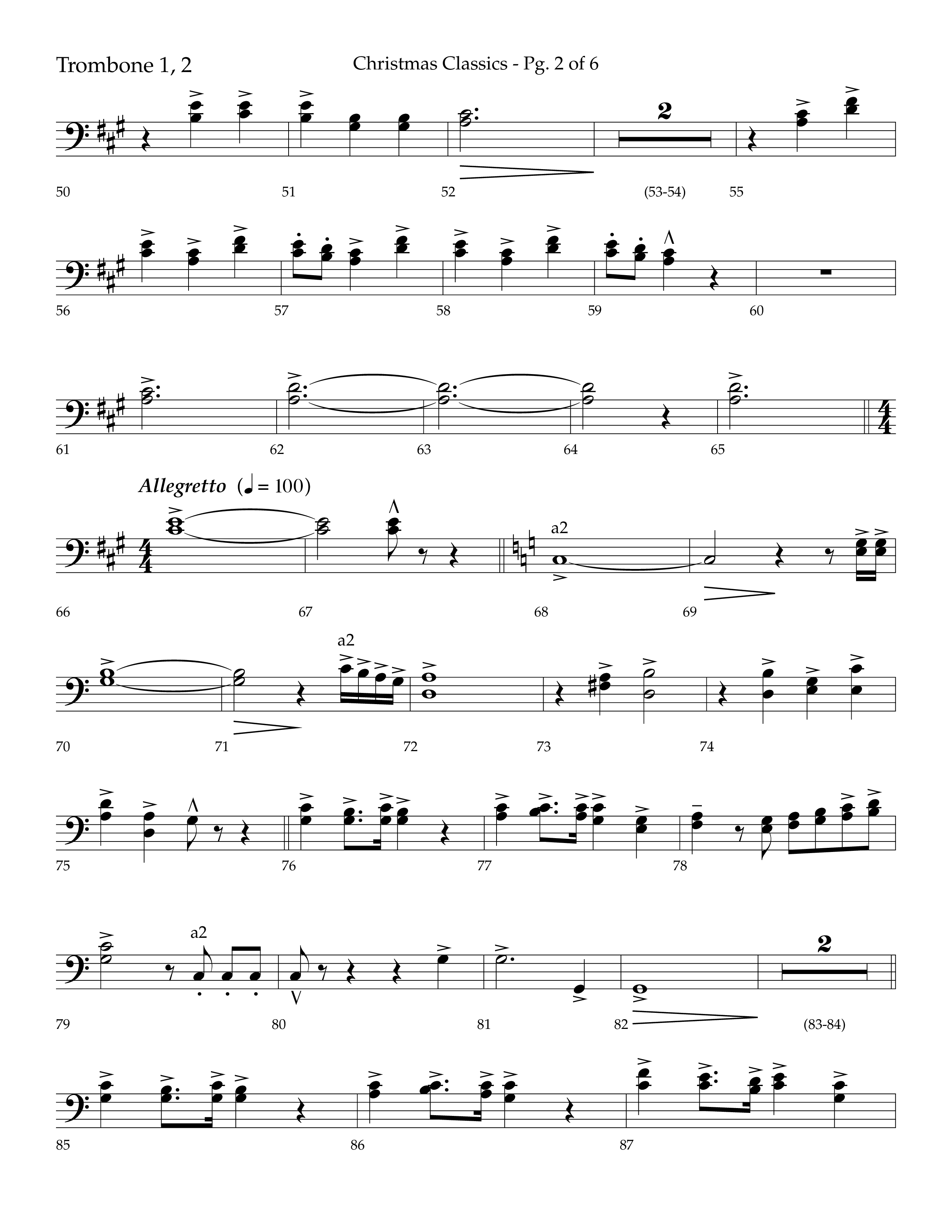 Christmas Classic (Choral Anthem SATB) Trombone 1/2 (Lifeway Choral / Arr. Bradley Knight)