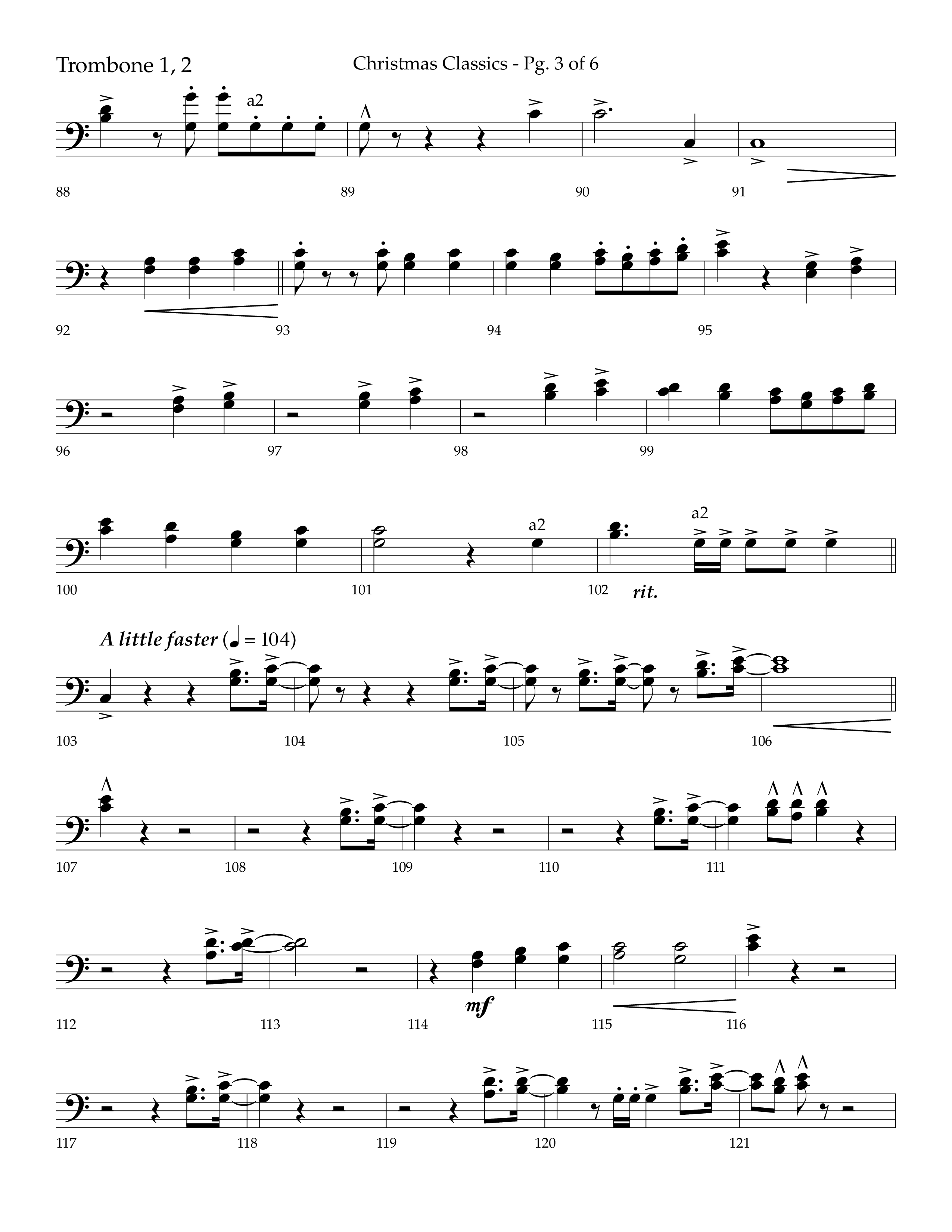 Christmas Classic (Choral Anthem SATB) Trombone 1/2 (Lifeway Choral / Arr. Bradley Knight)