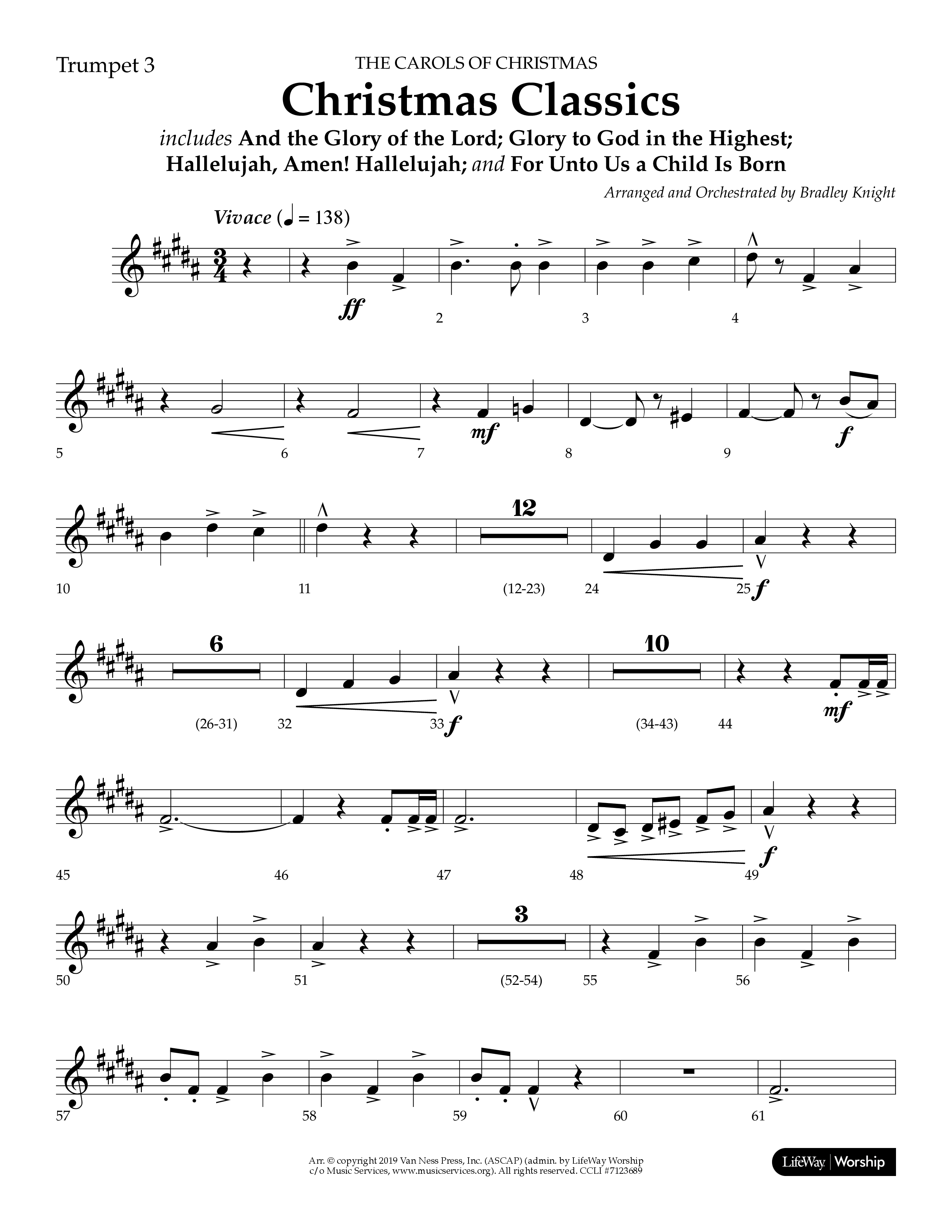 Christmas Classic (Choral Anthem SATB) Trumpet 3 (Lifeway Choral / Arr. Bradley Knight)
