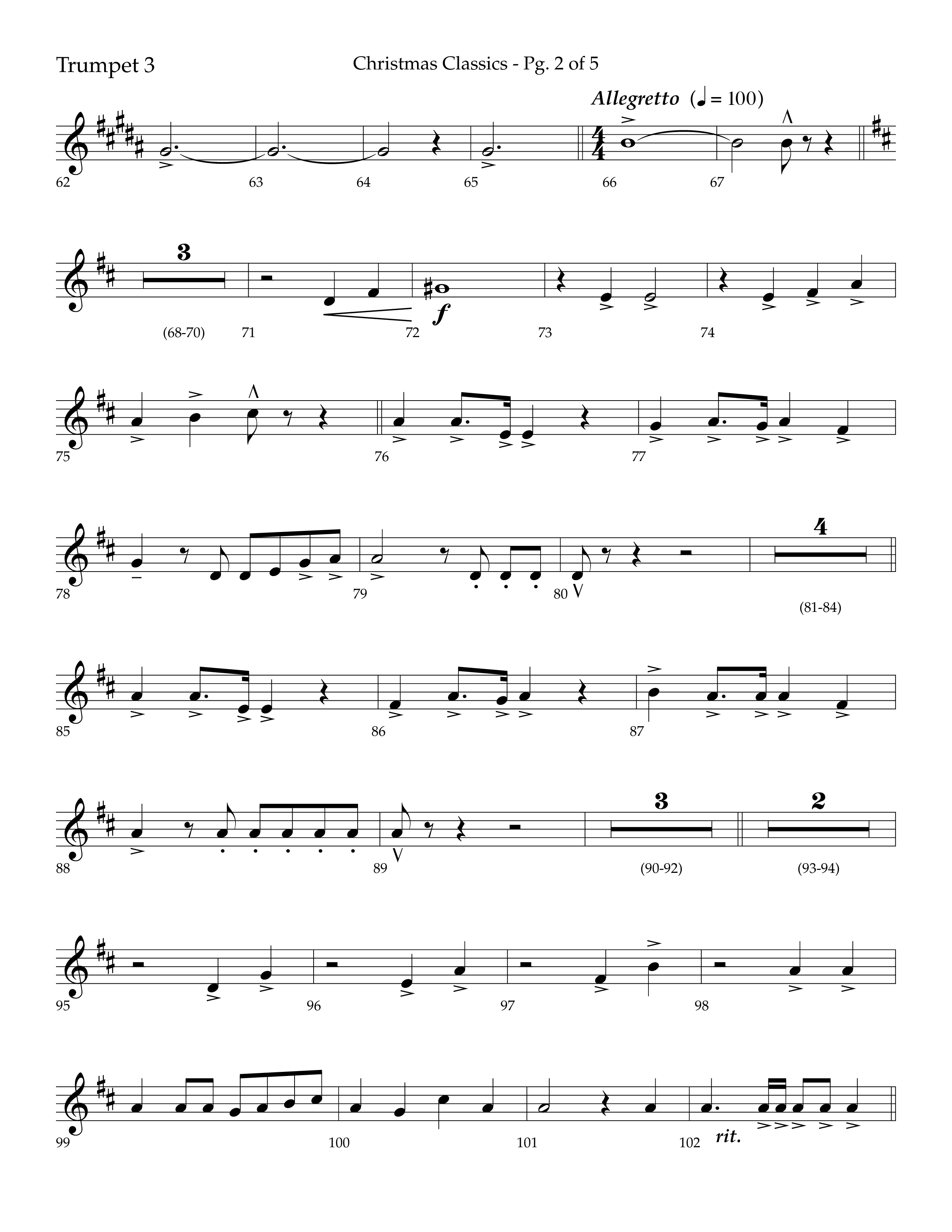 Christmas Classic (Choral Anthem SATB) Trumpet 3 (Lifeway Choral / Arr. Bradley Knight)