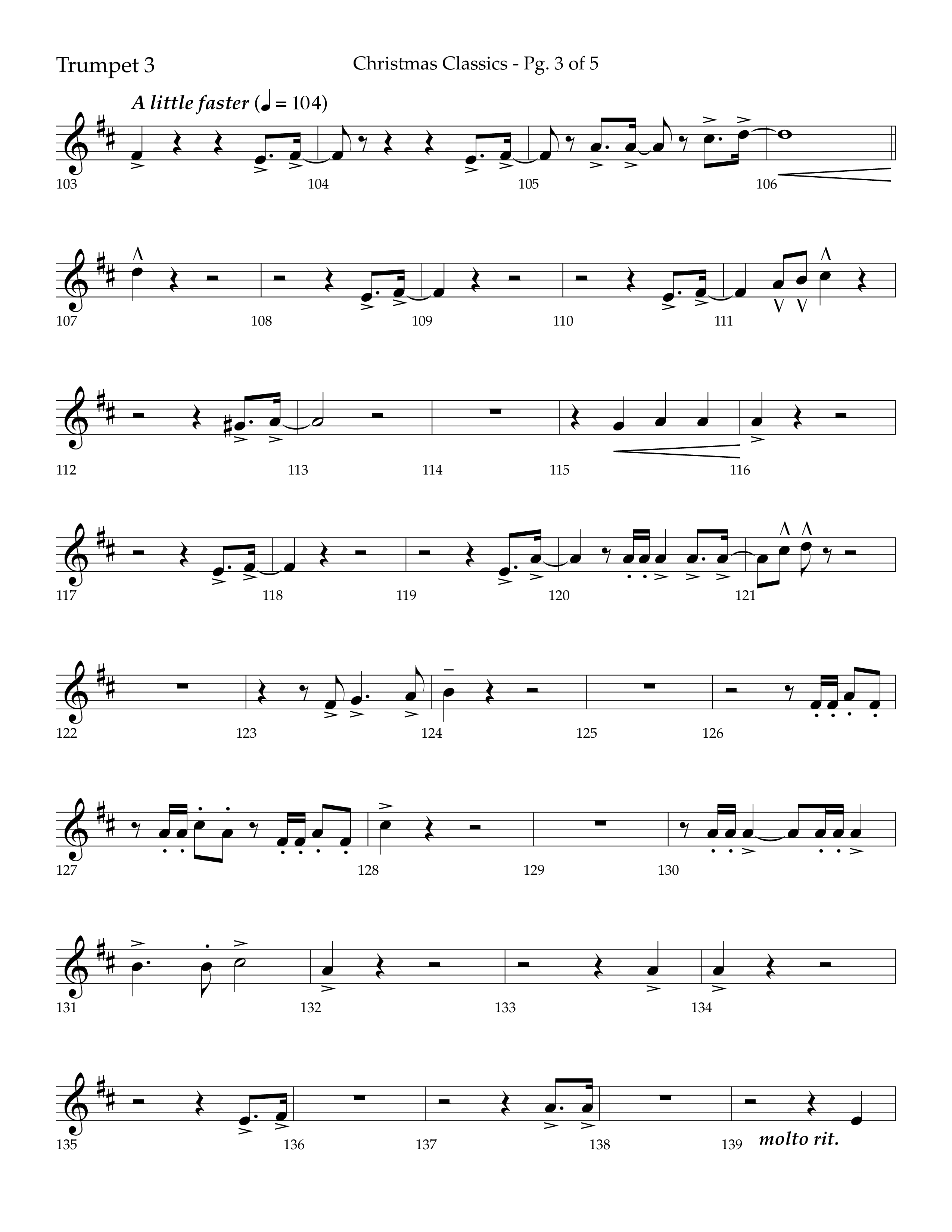 Christmas Classic (Choral Anthem SATB) Trumpet 3 (Lifeway Choral / Arr. Bradley Knight)