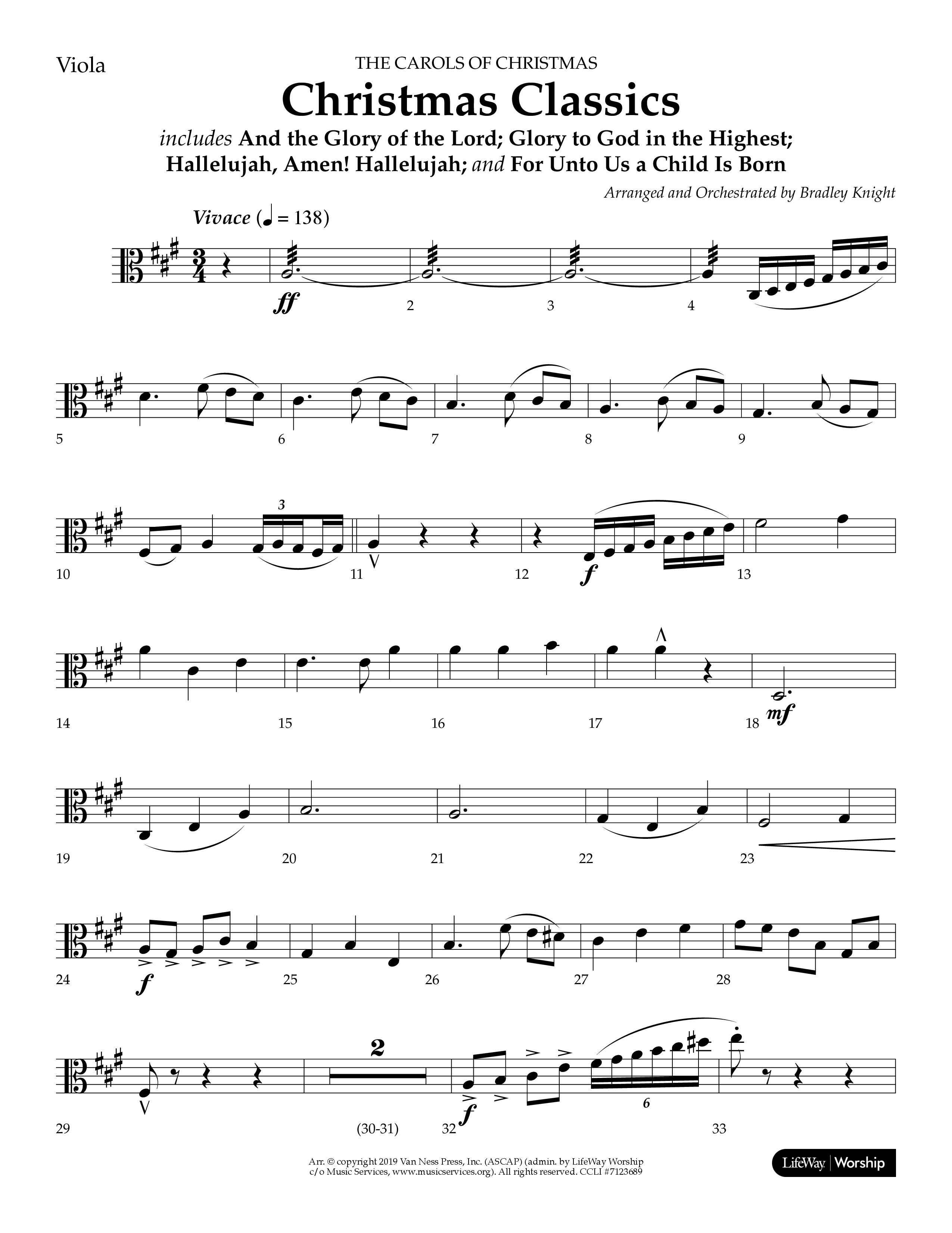 Christmas Classic (Choral Anthem SATB) Viola (Lifeway Choral / Arr. Bradley Knight)