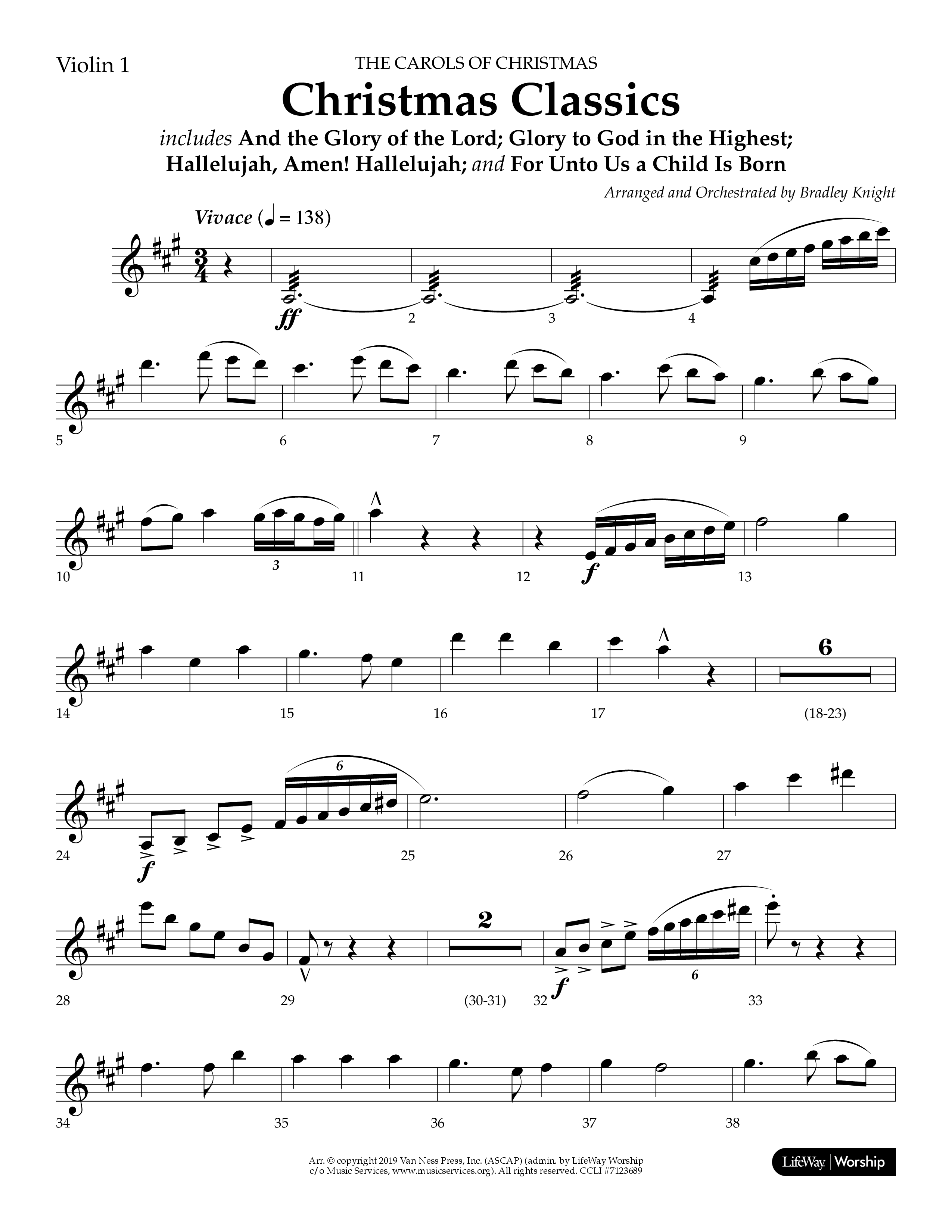 Christmas Classic (Choral Anthem SATB) Violin 1 (Lifeway Choral / Arr. Bradley Knight)