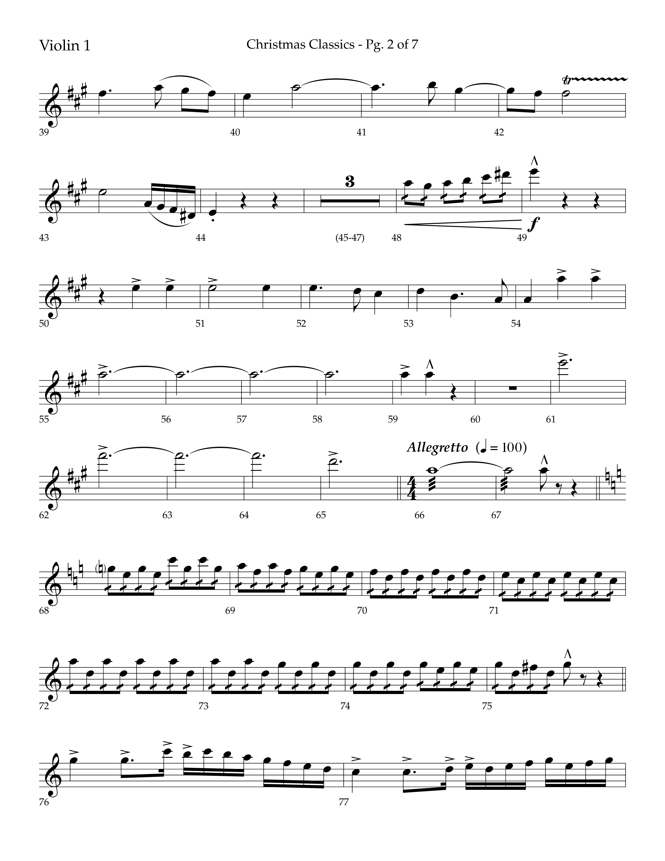 Christmas Classic (Choral Anthem SATB) Violin 1 (Lifeway Choral / Arr. Bradley Knight)