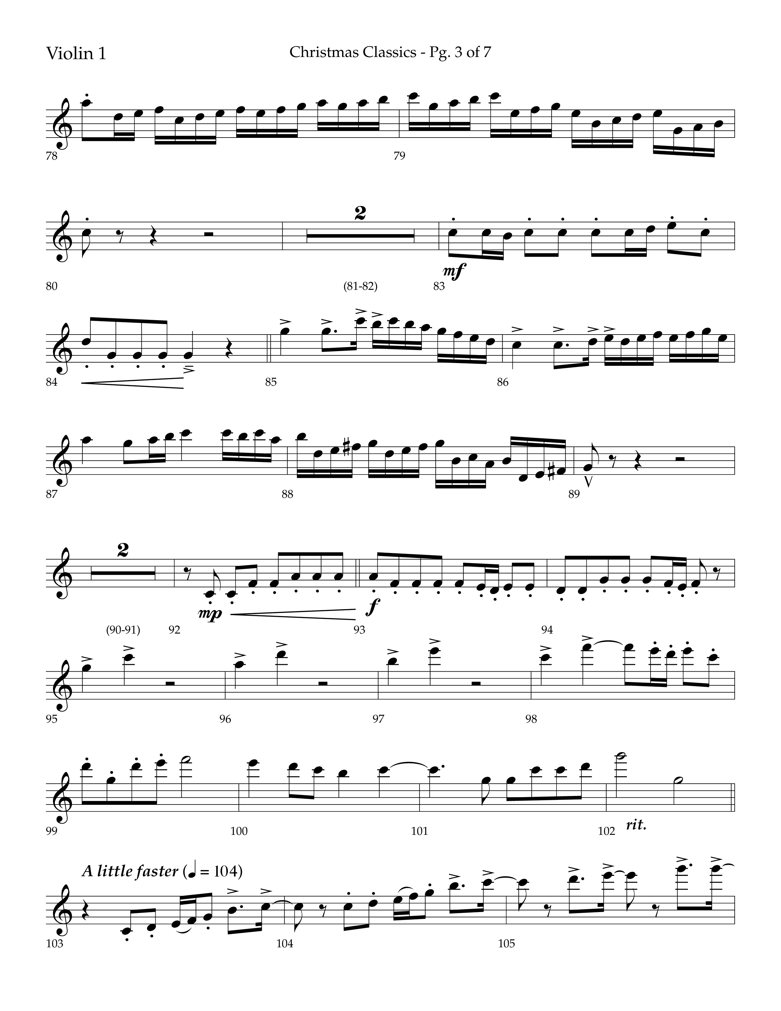 Christmas Classic (Choral Anthem SATB) Violin 1 (Lifeway Choral / Arr. Bradley Knight)