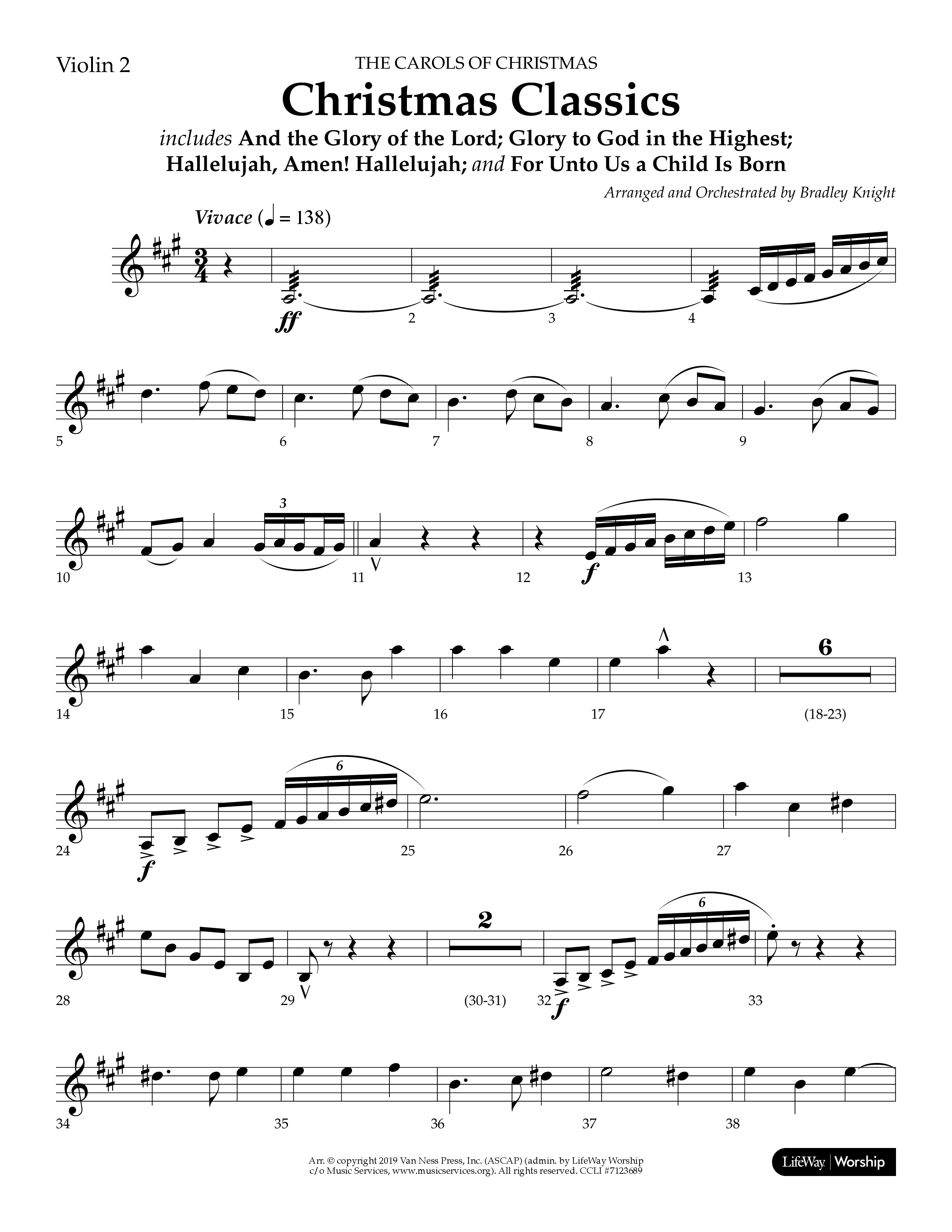 Christmas Classic (Choral Anthem SATB) Violin 2 (Lifeway Choral / Arr. Bradley Knight)