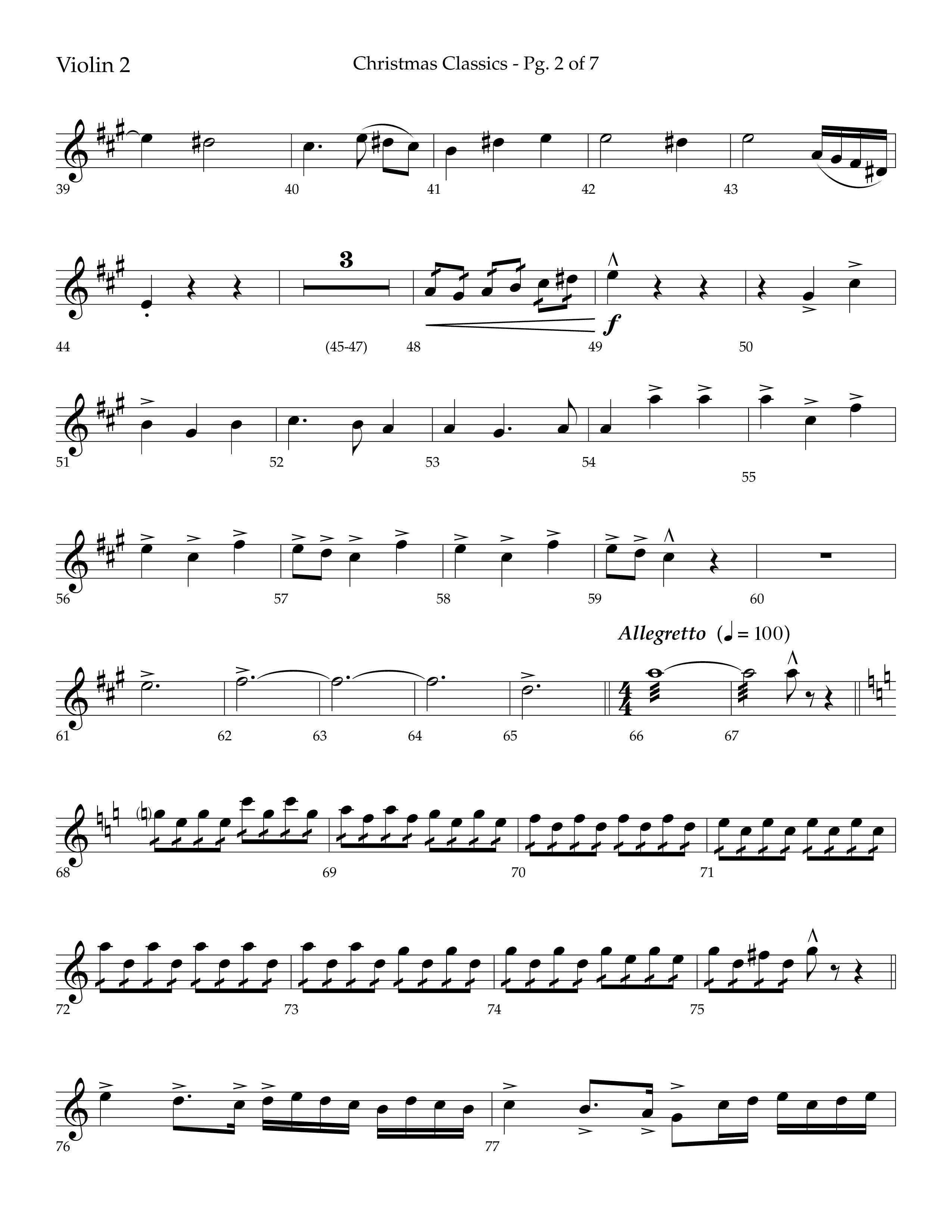 Christmas Classic (Choral Anthem SATB) Violin 2 (Lifeway Choral / Arr. Bradley Knight)