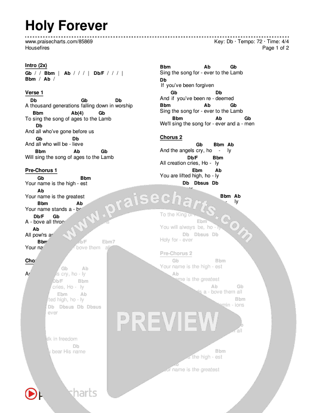 Holy Forever Chords & Lyrics (Housefires)