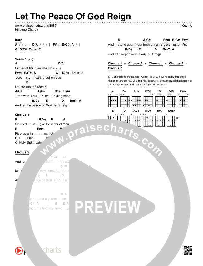 Let The Peace Of God Reign Chords & Lyrics (Hillsong Worship)