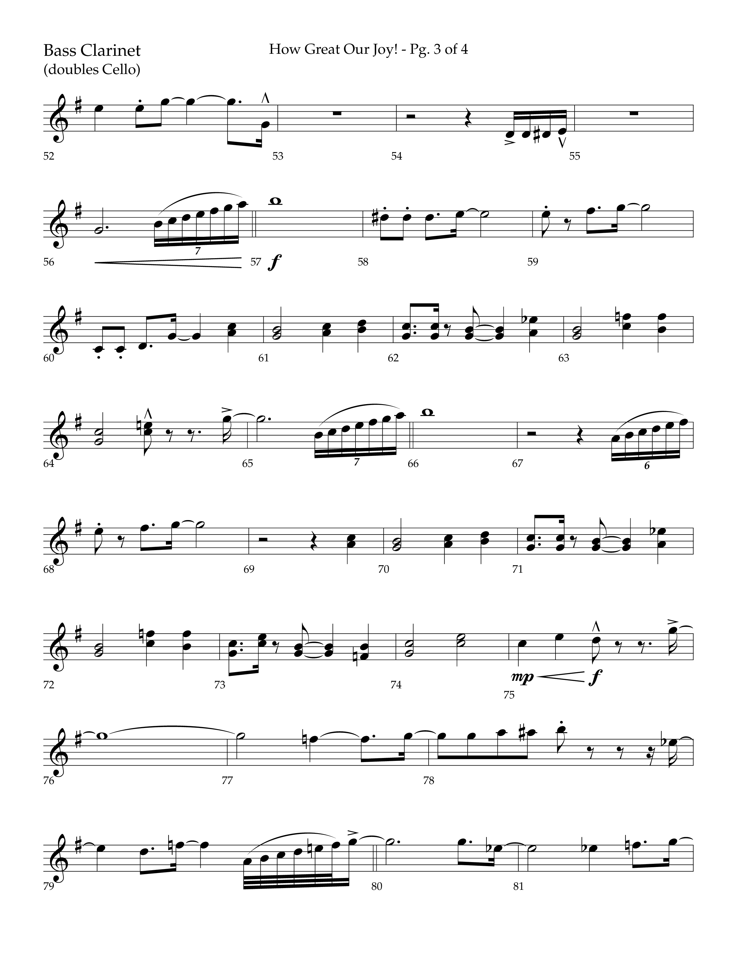 How Great Our Joy (Choral Anthem SATB) Bass Clarinet (Lifeway Choral / Arr. Bradley Knight)