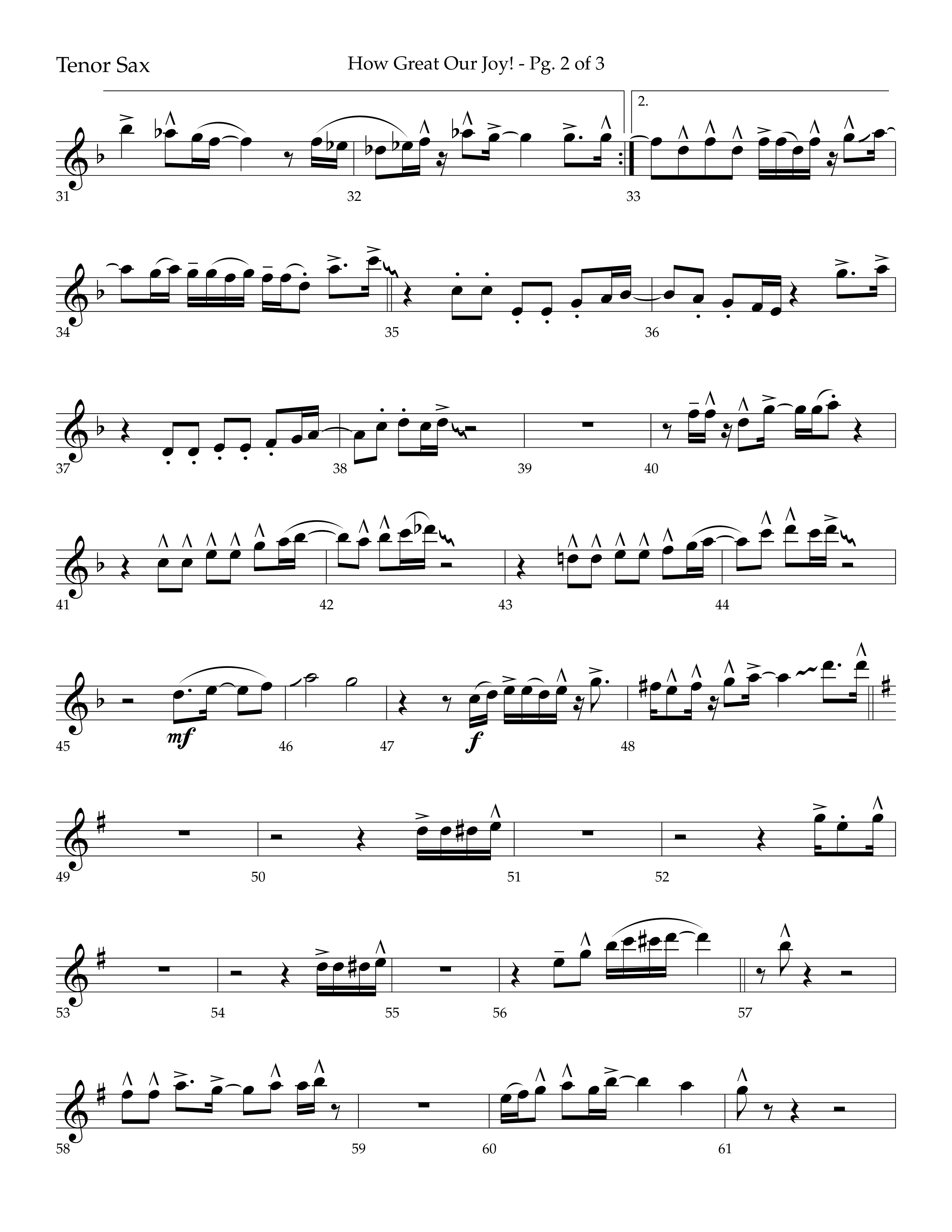 How Great Our Joy (Choral Anthem SATB) Tenor Sax 1 (Lifeway Choral / Arr. Bradley Knight)