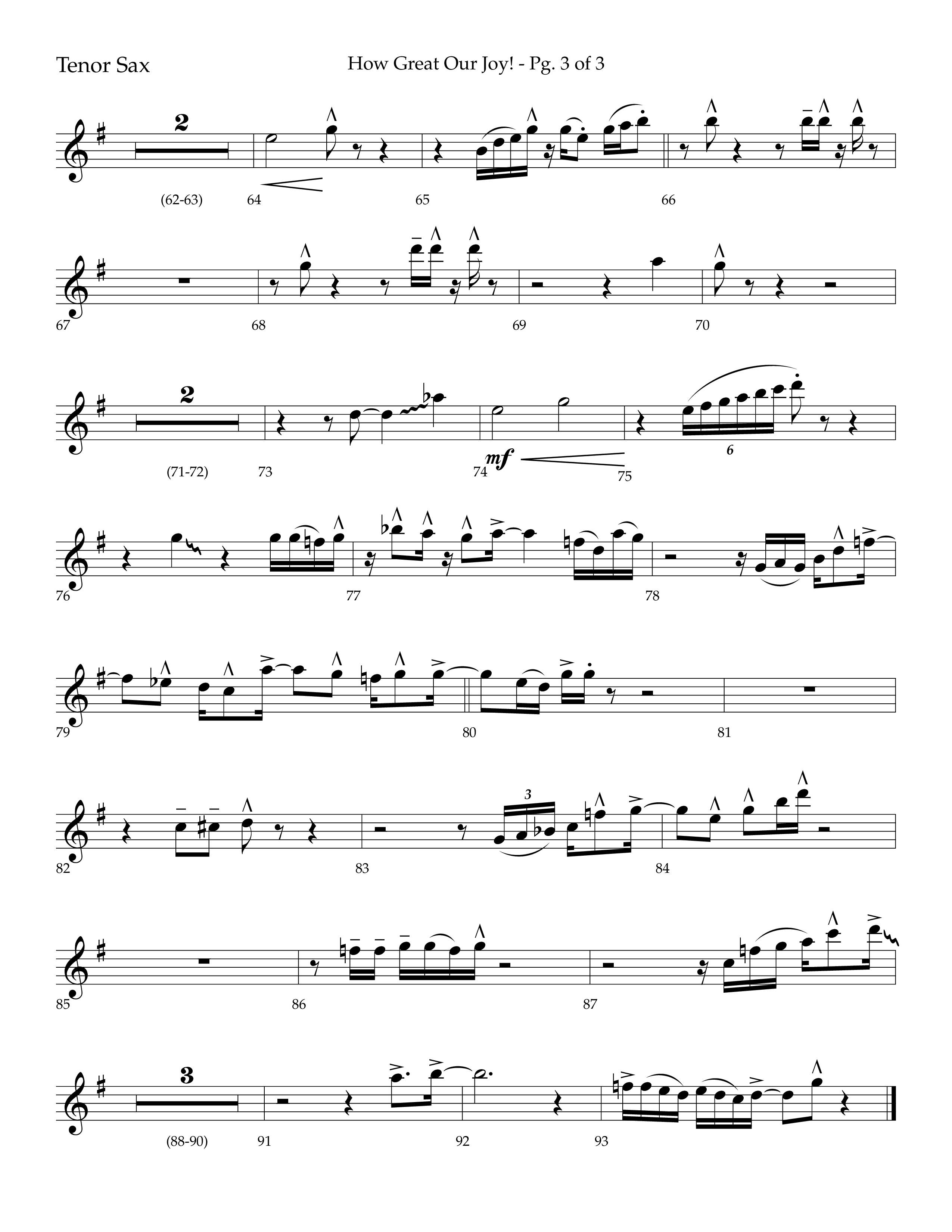 How Great Our Joy (Choral Anthem SATB) Tenor Sax 1 (Lifeway Choral / Arr. Bradley Knight)