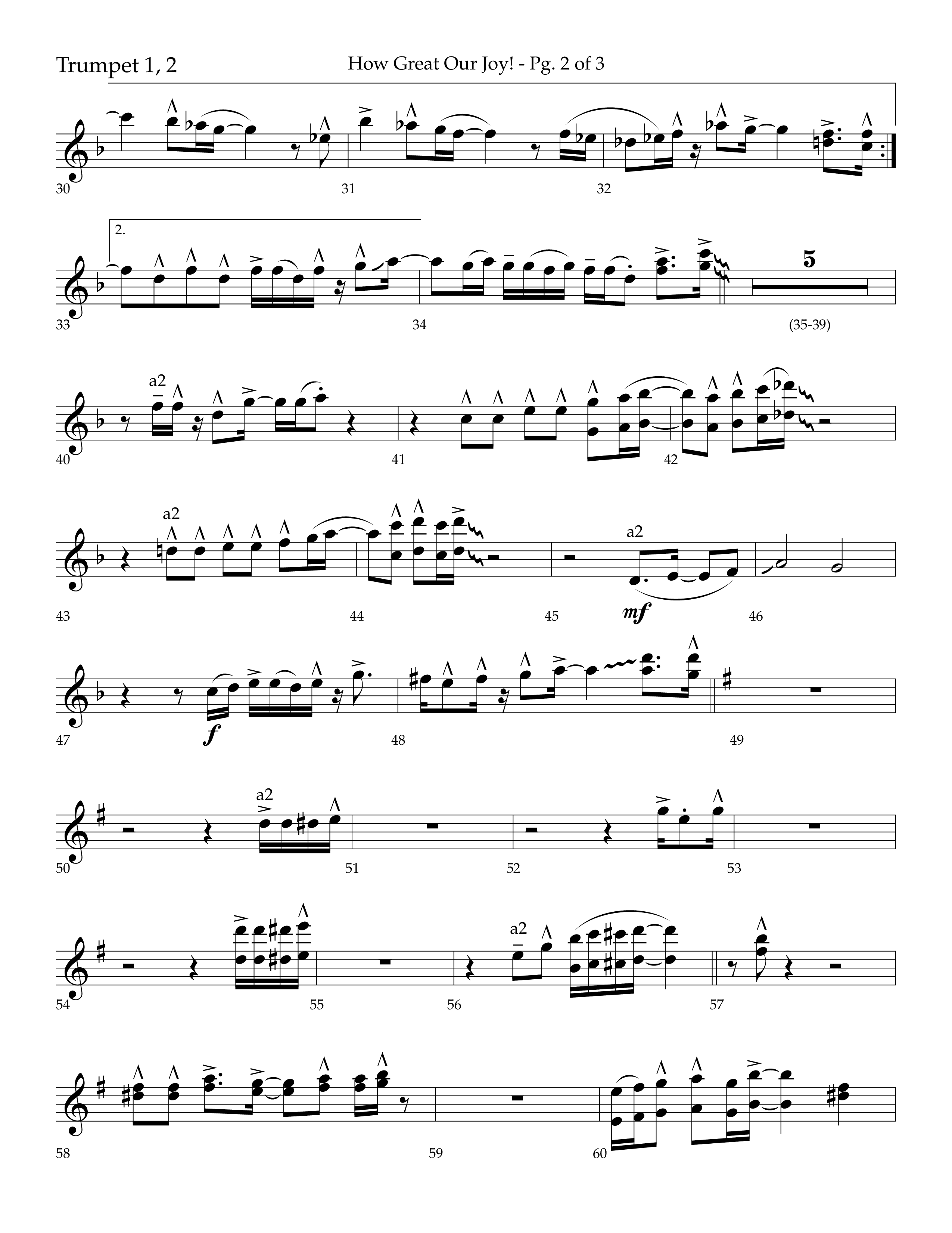 How Great Our Joy (Choral Anthem SATB) Trumpet 1,2 (Lifeway Choral / Arr. Bradley Knight)