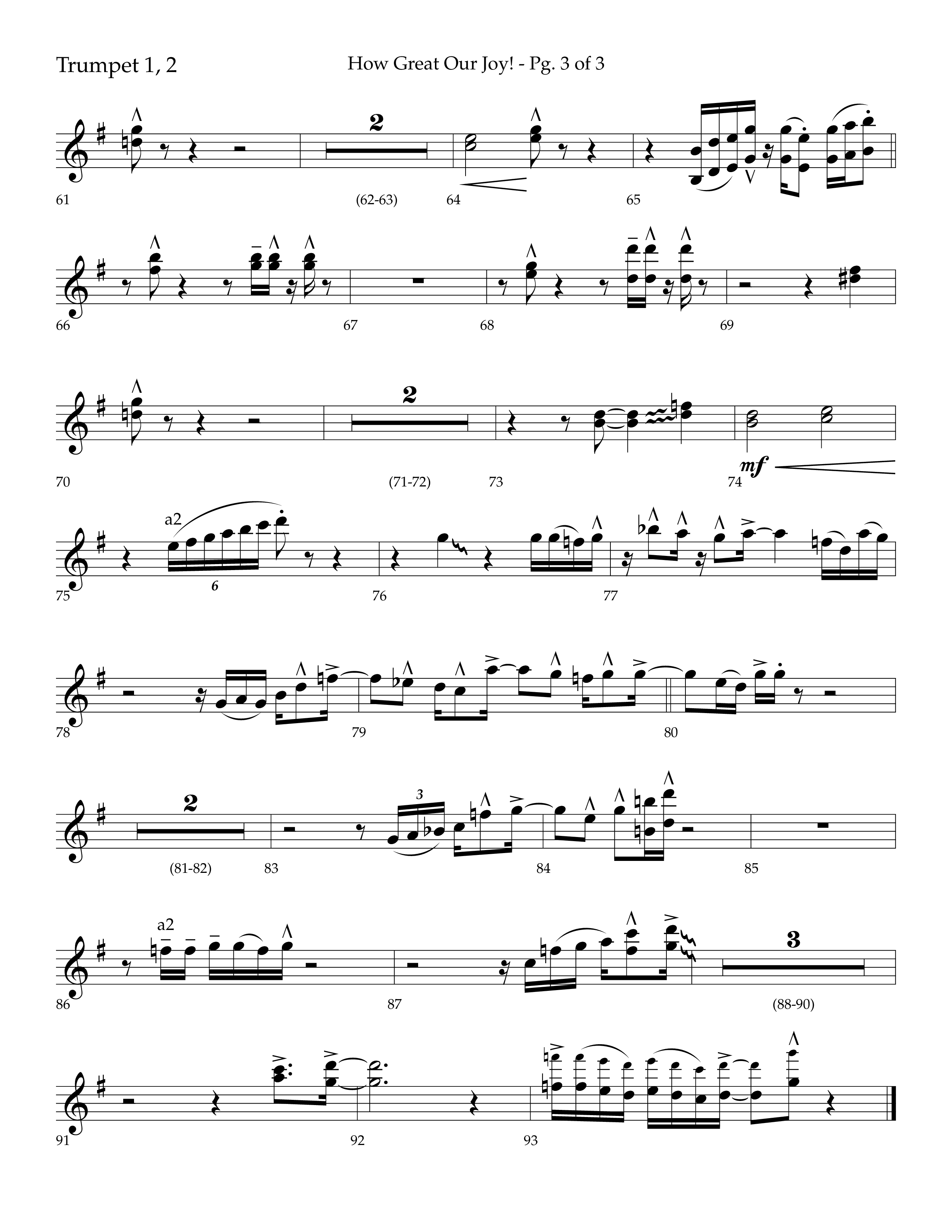 How Great Our Joy (Choral Anthem SATB) Trumpet 1,2 (Lifeway Choral / Arr. Bradley Knight)