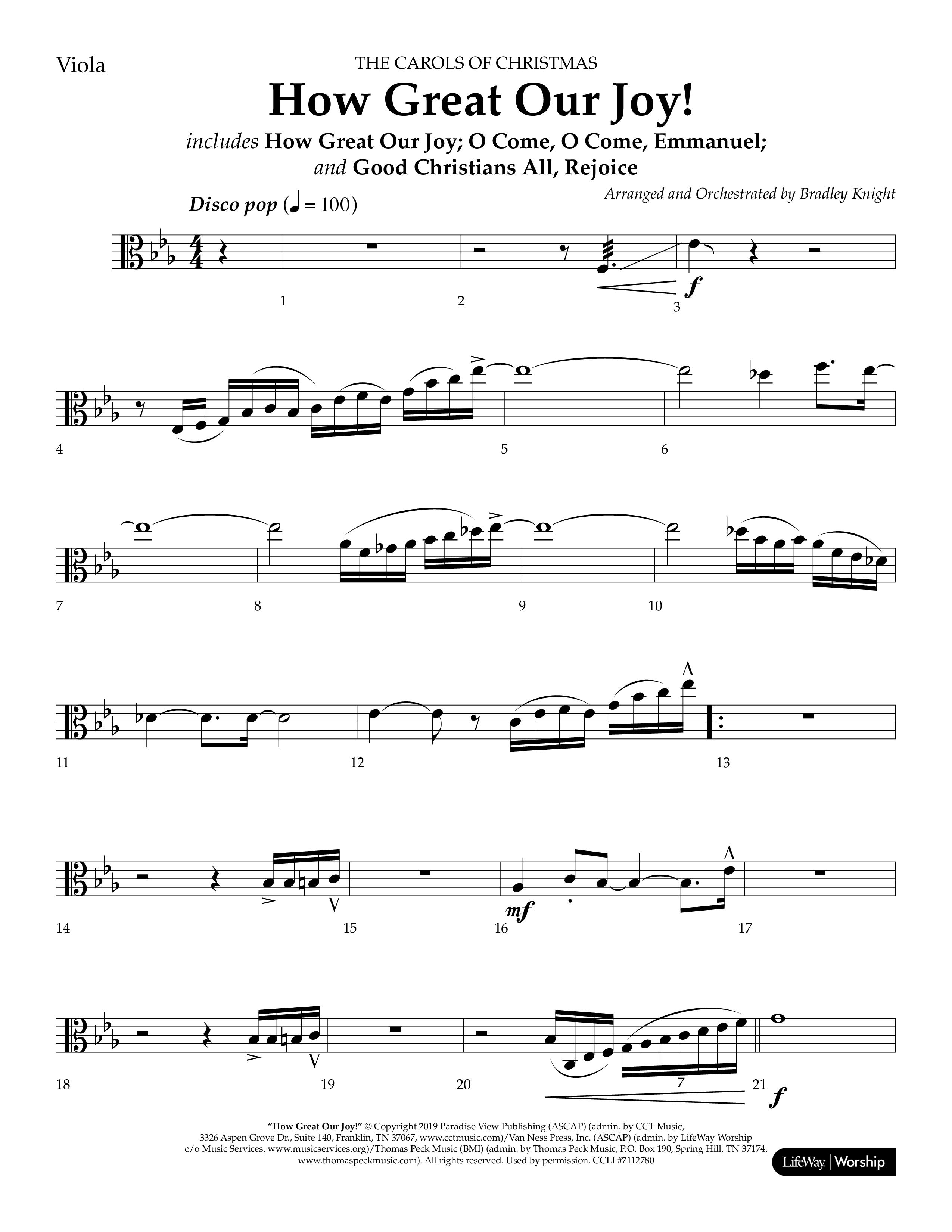 How Great Our Joy (Choral Anthem SATB) Viola (Lifeway Choral / Arr. Bradley Knight)