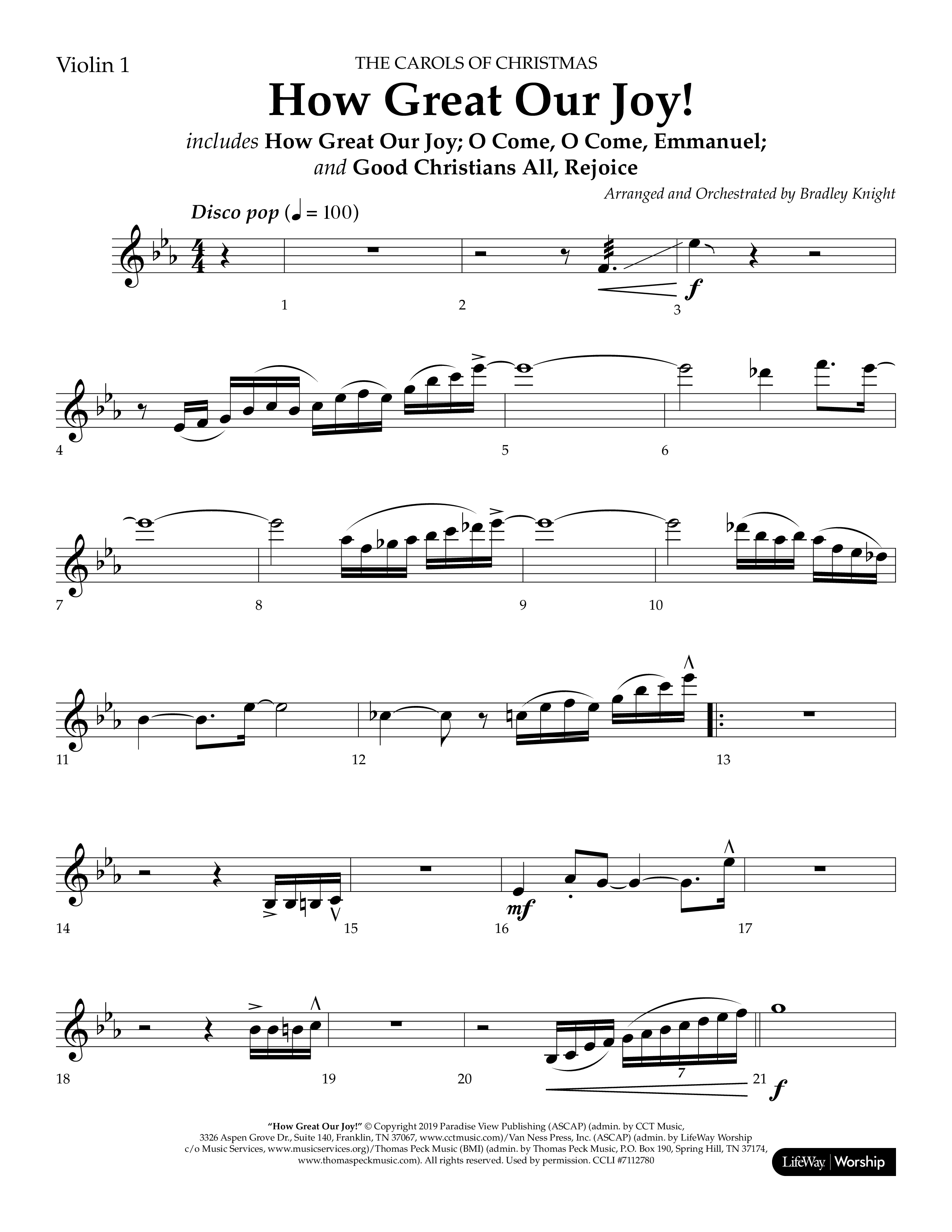 How Great Our Joy (Choral Anthem SATB) Violin 1 (Lifeway Choral / Arr. Bradley Knight)
