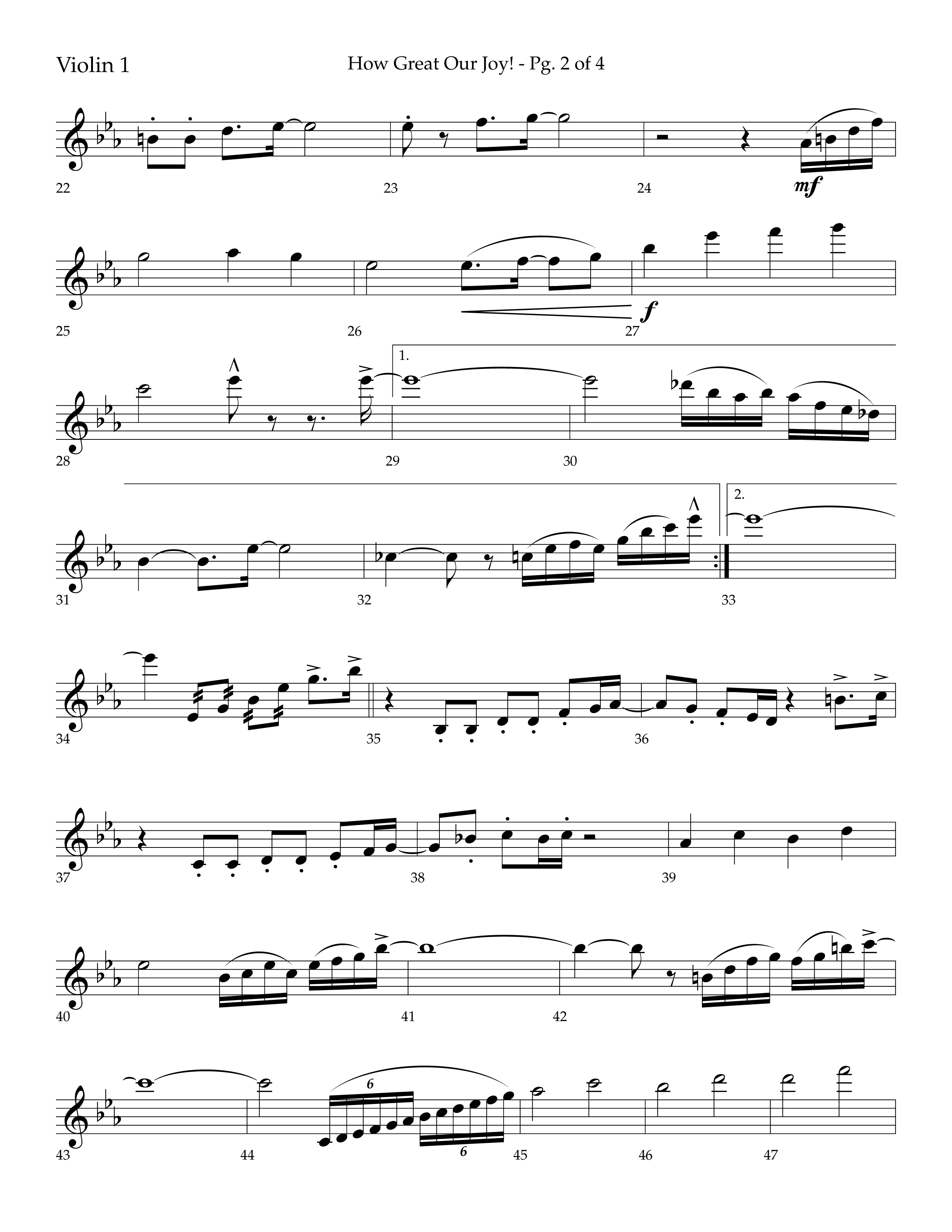 How Great Our Joy (Choral Anthem SATB) Violin 1 (Lifeway Choral / Arr. Bradley Knight)