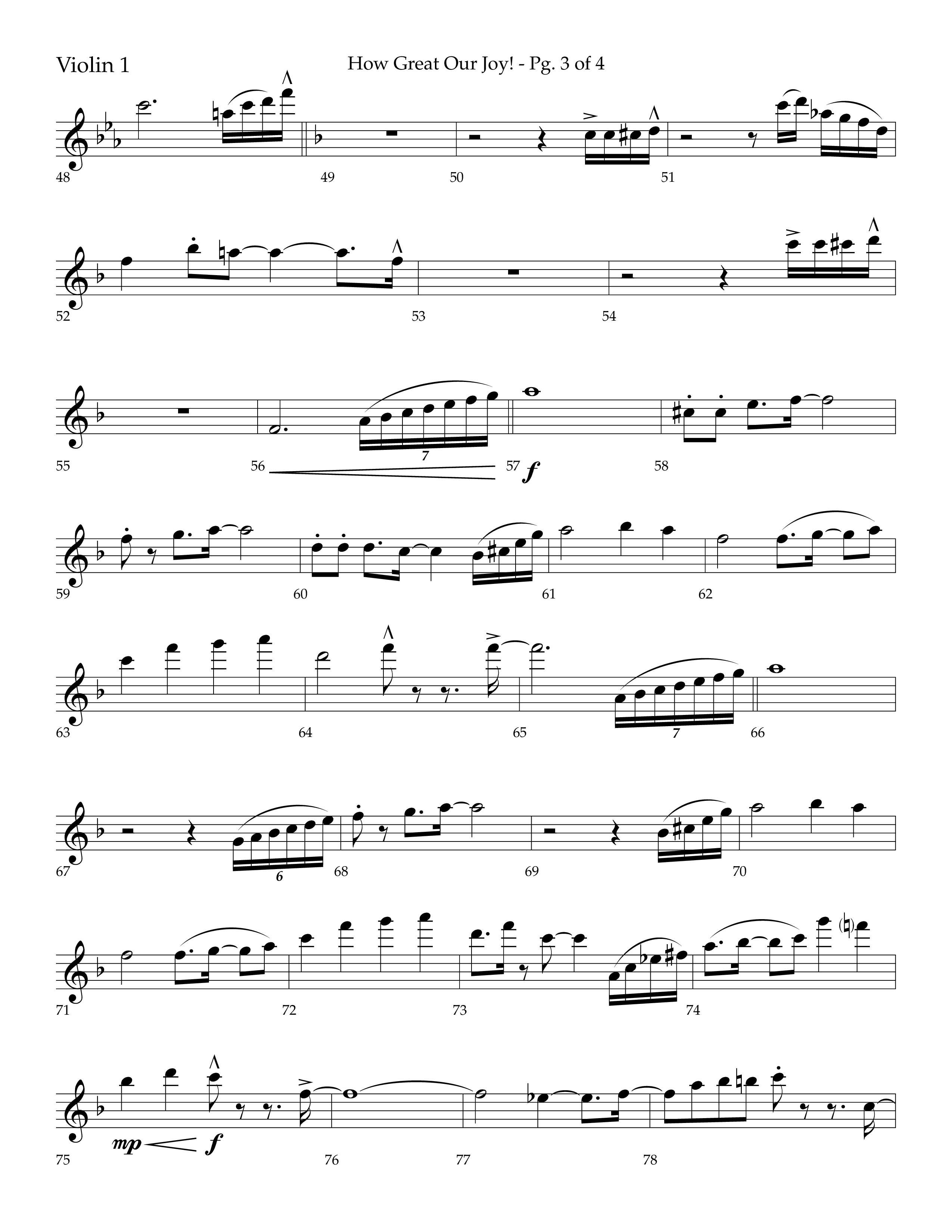 How Great Our Joy (Choral Anthem SATB) Violin 1 (Lifeway Choral / Arr. Bradley Knight)