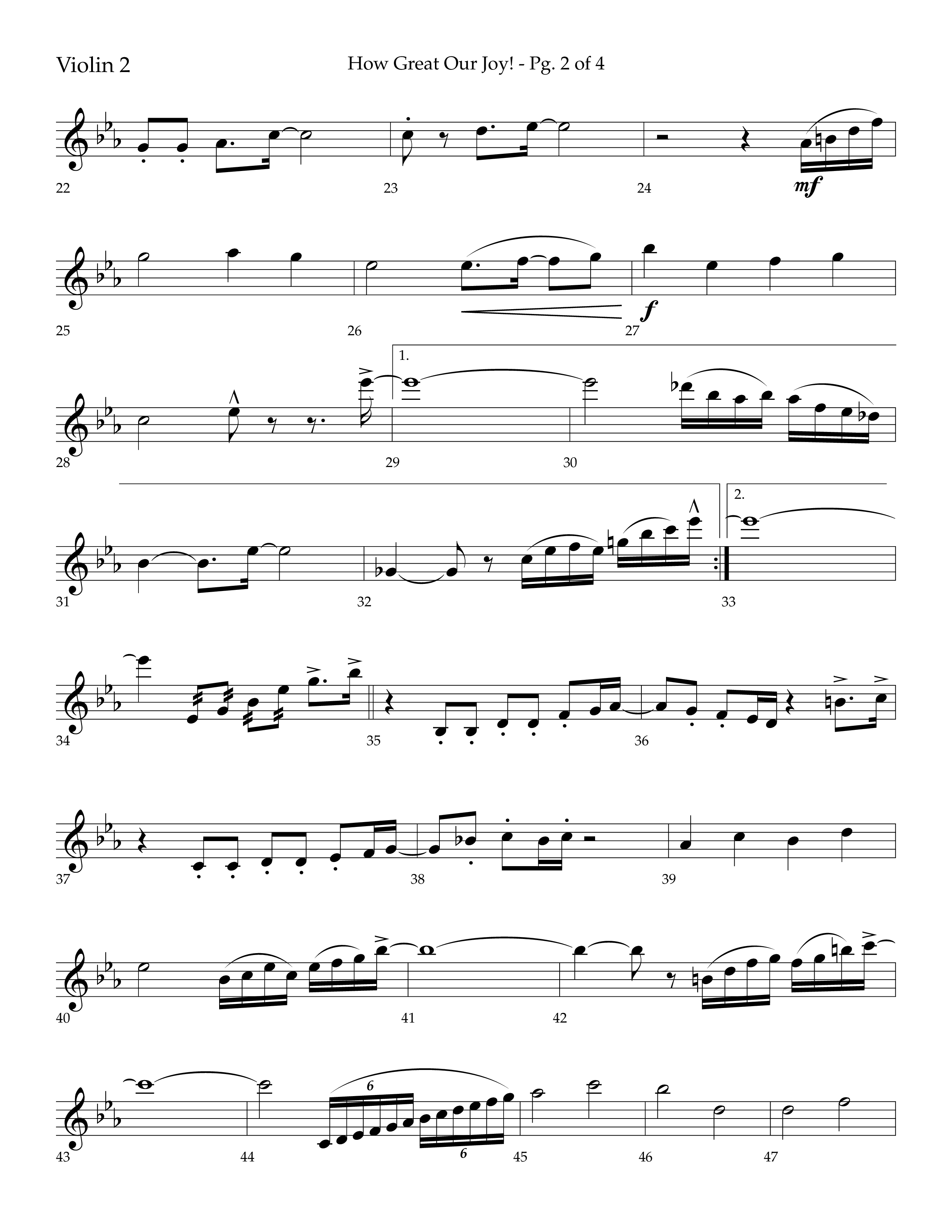 How Great Our Joy (Choral Anthem SATB) Violin 2 (Lifeway Choral / Arr. Bradley Knight)