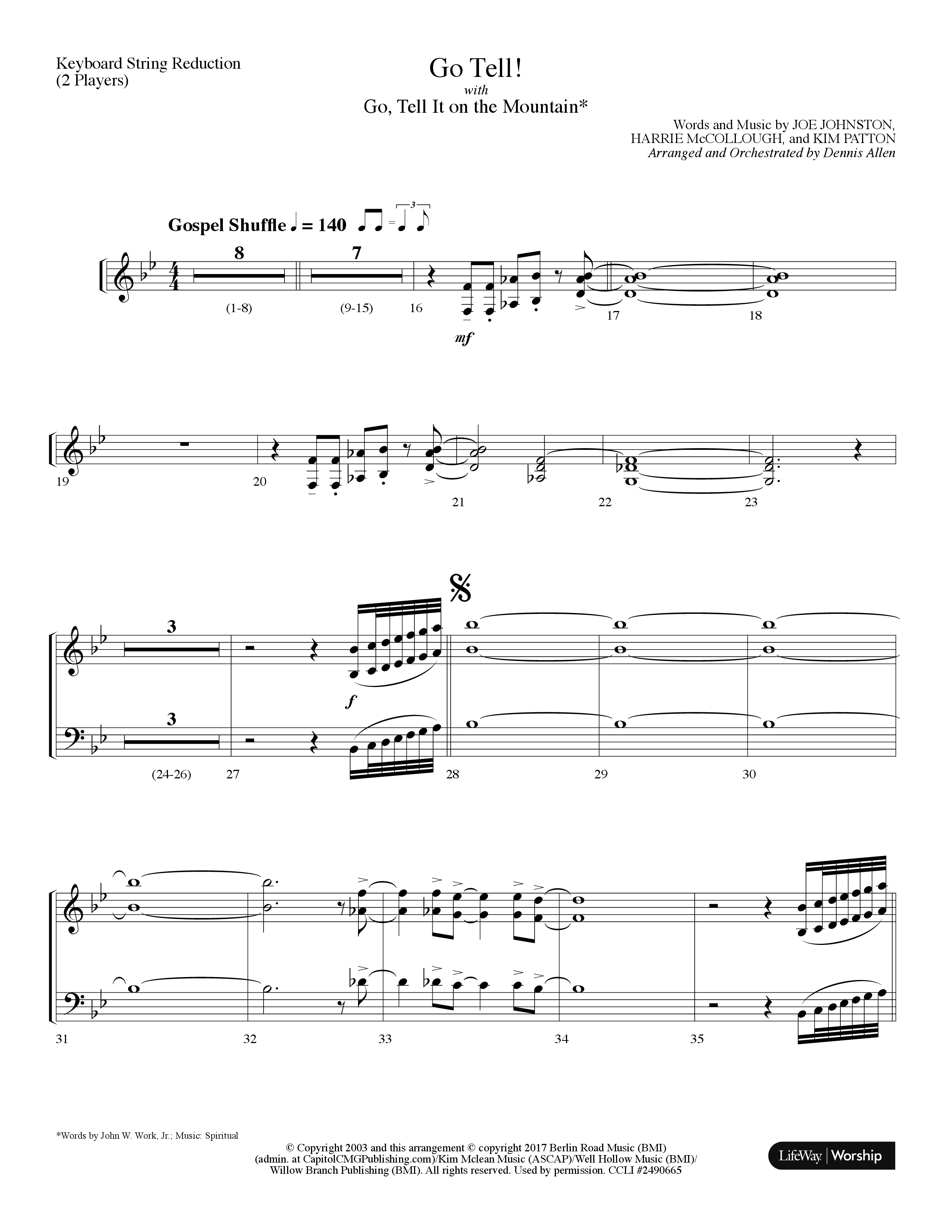 Go Tell (with Go Tell It On The Mountain) (Choral Anthem SATB) String Reduction (Lifeway Choral / Arr. Dennis Allen)