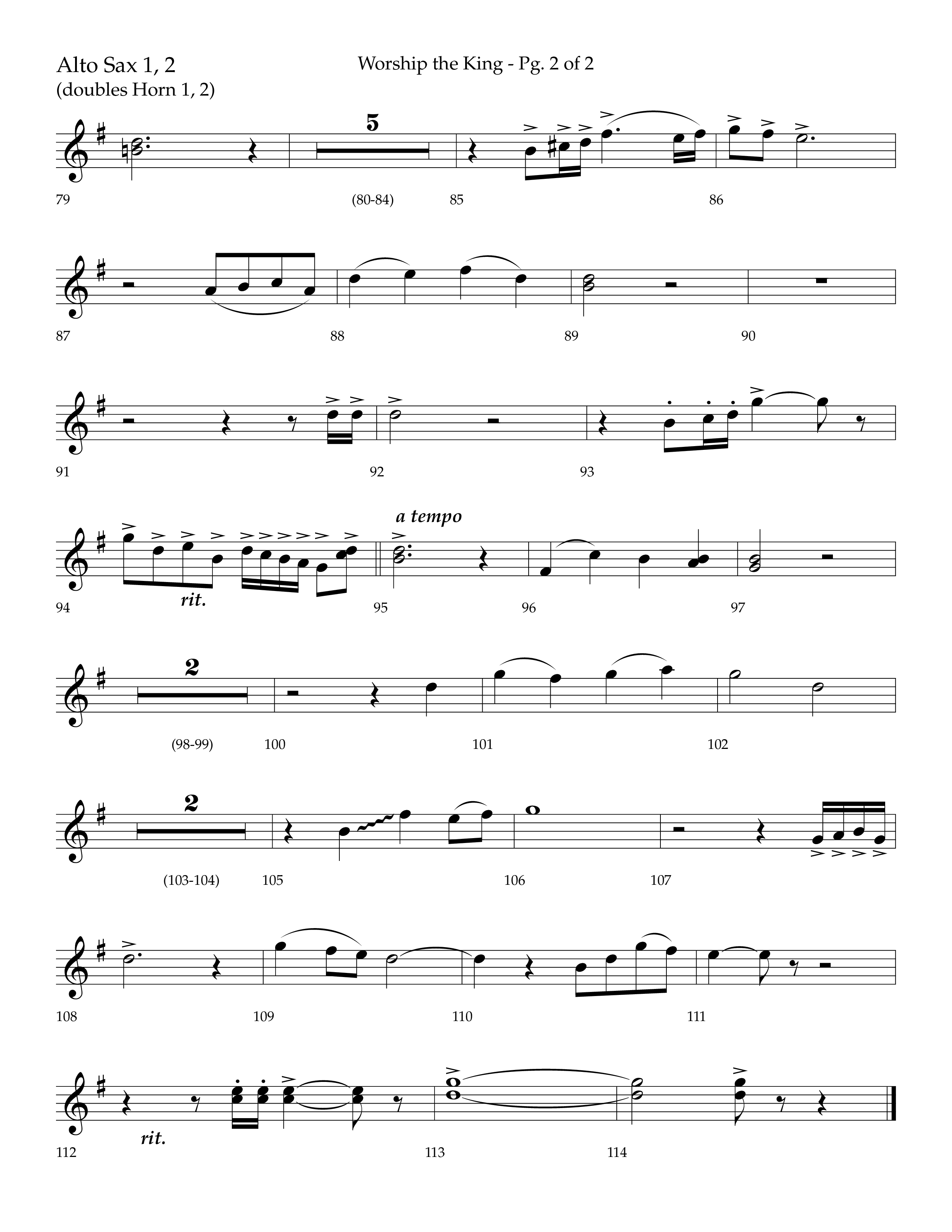 Worship the King (Choral Anthem SATB) Alto Sax 1/2 (Lifeway Choral / Arr. Bradley Knight)