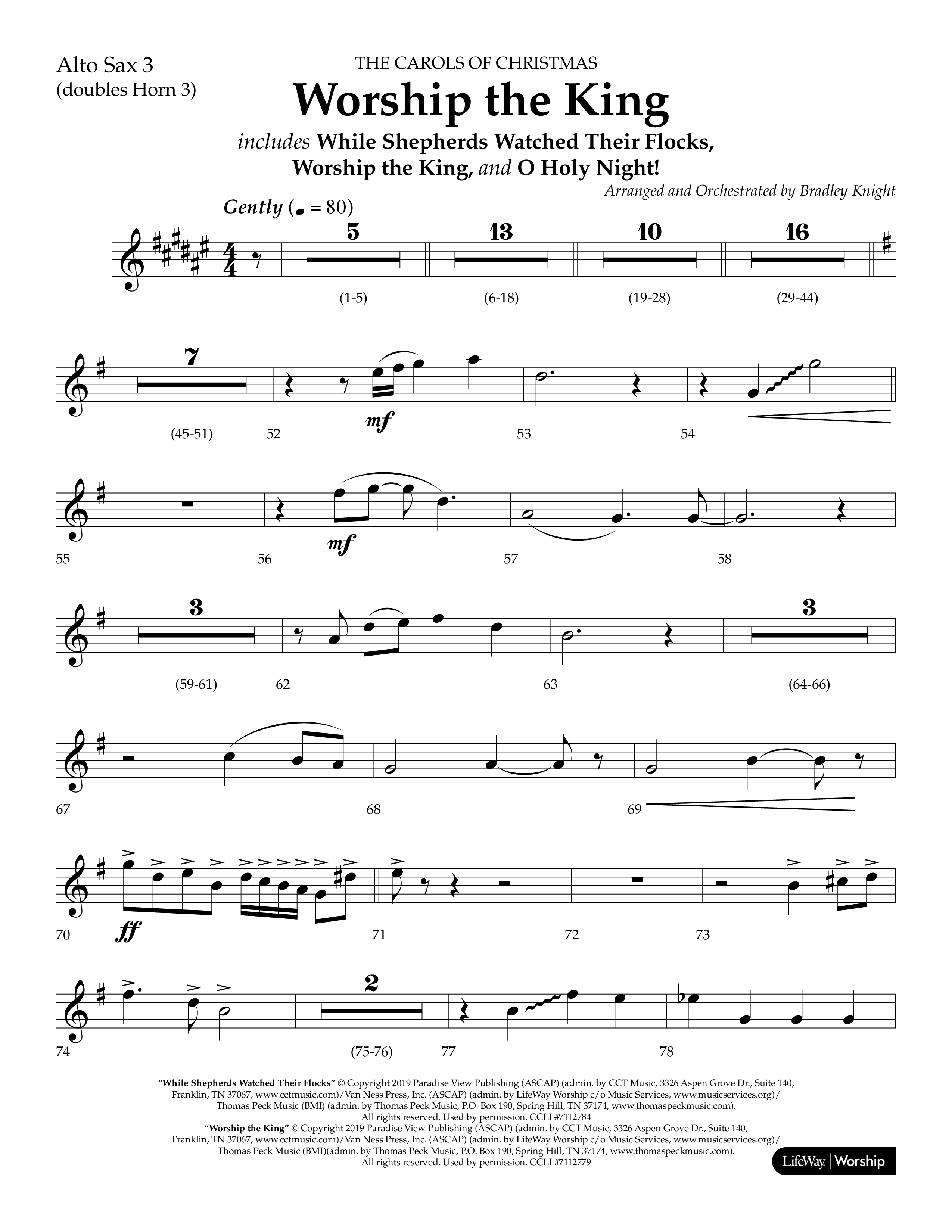 Worship the King (Choral Anthem SATB) Alto Sax (Lifeway Choral / Arr. Bradley Knight)