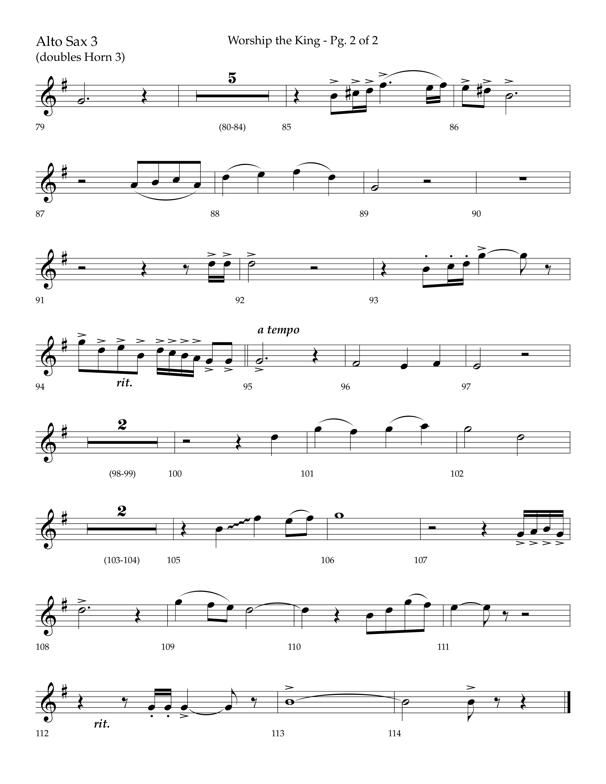 Worship the King (Choral Anthem SATB) Alto Sax (Lifeway Choral / Arr. Bradley Knight)