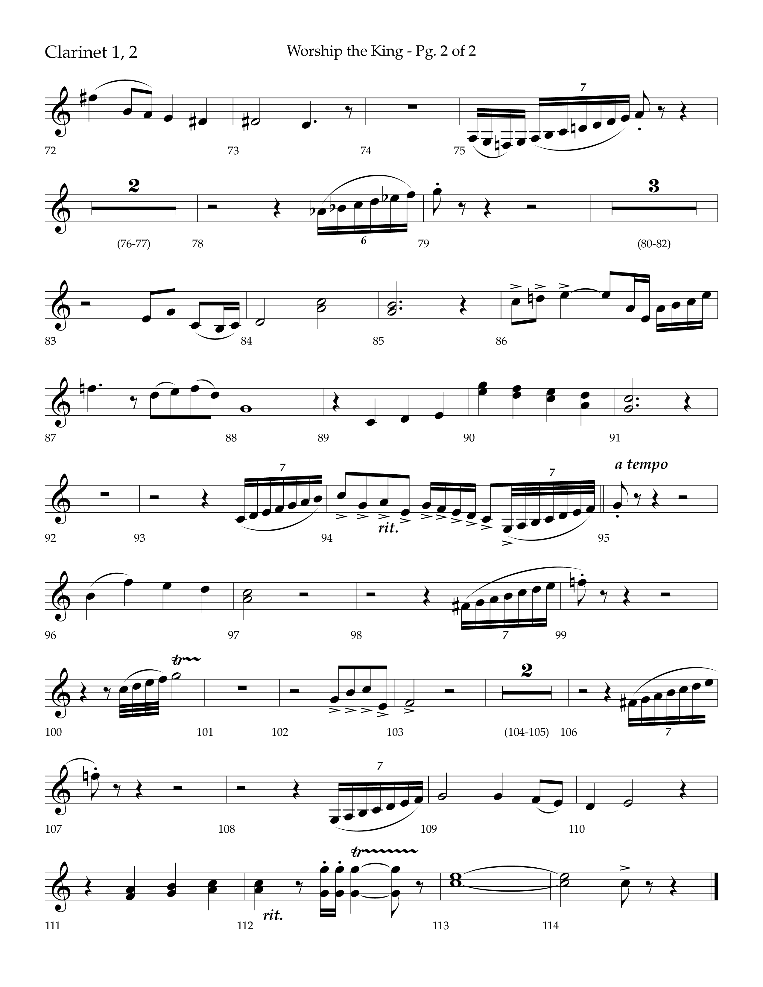 Worship the King (Choral Anthem SATB) Clarinet 1/2 (Lifeway Choral / Arr. Bradley Knight)