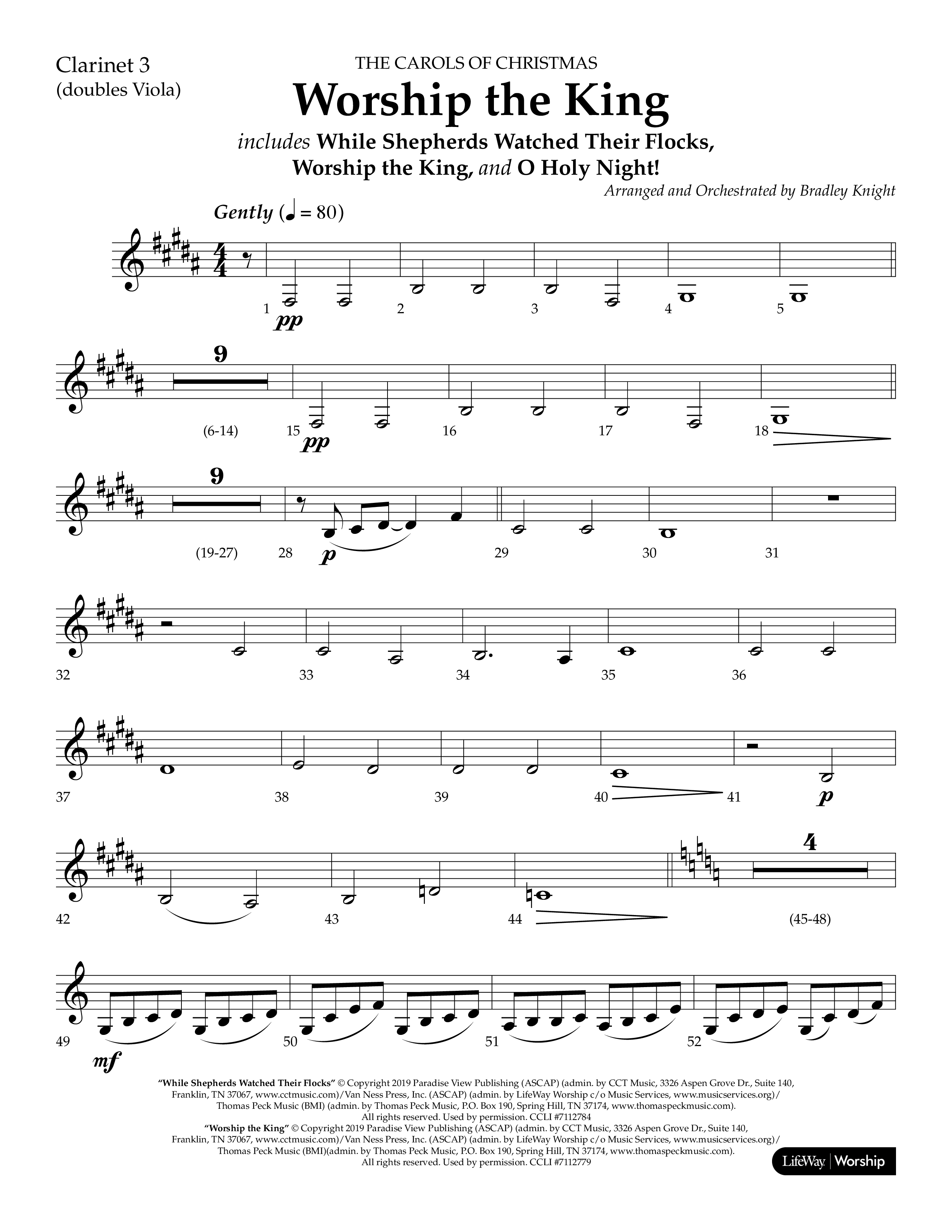 Worship the King (Choral Anthem SATB) Clarinet 3 (Lifeway Choral / Arr. Bradley Knight)