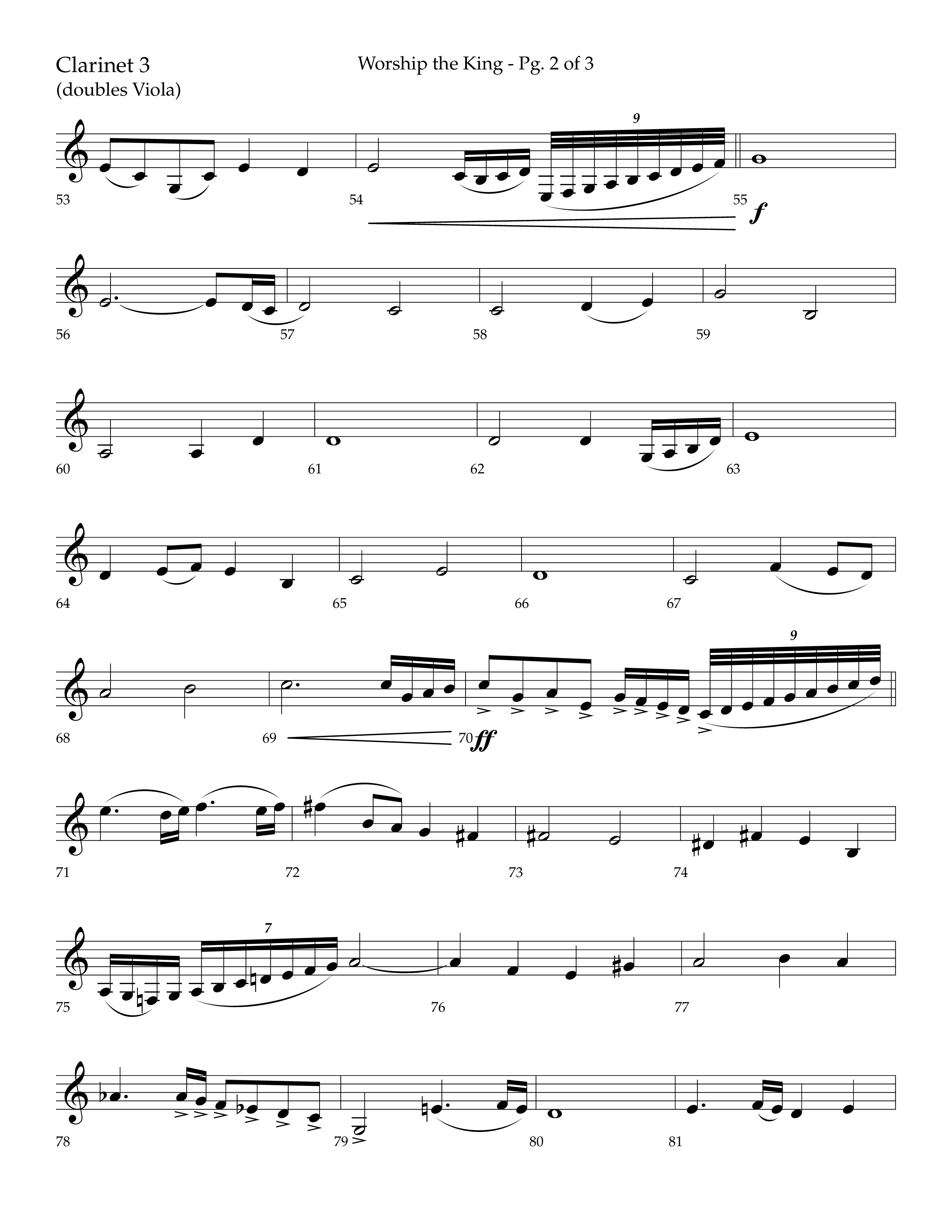 Worship the King (Choral Anthem SATB) Clarinet 3 (Lifeway Choral / Arr. Bradley Knight)