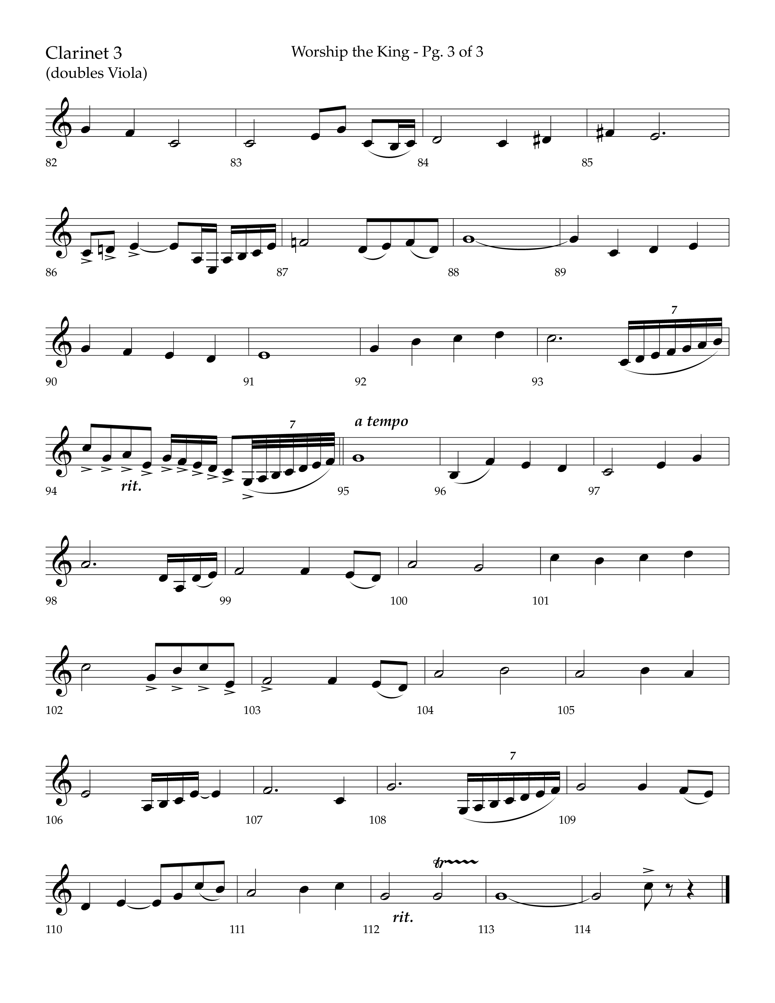 Worship the King (Choral Anthem SATB) Clarinet 3 (Lifeway Choral / Arr. Bradley Knight)