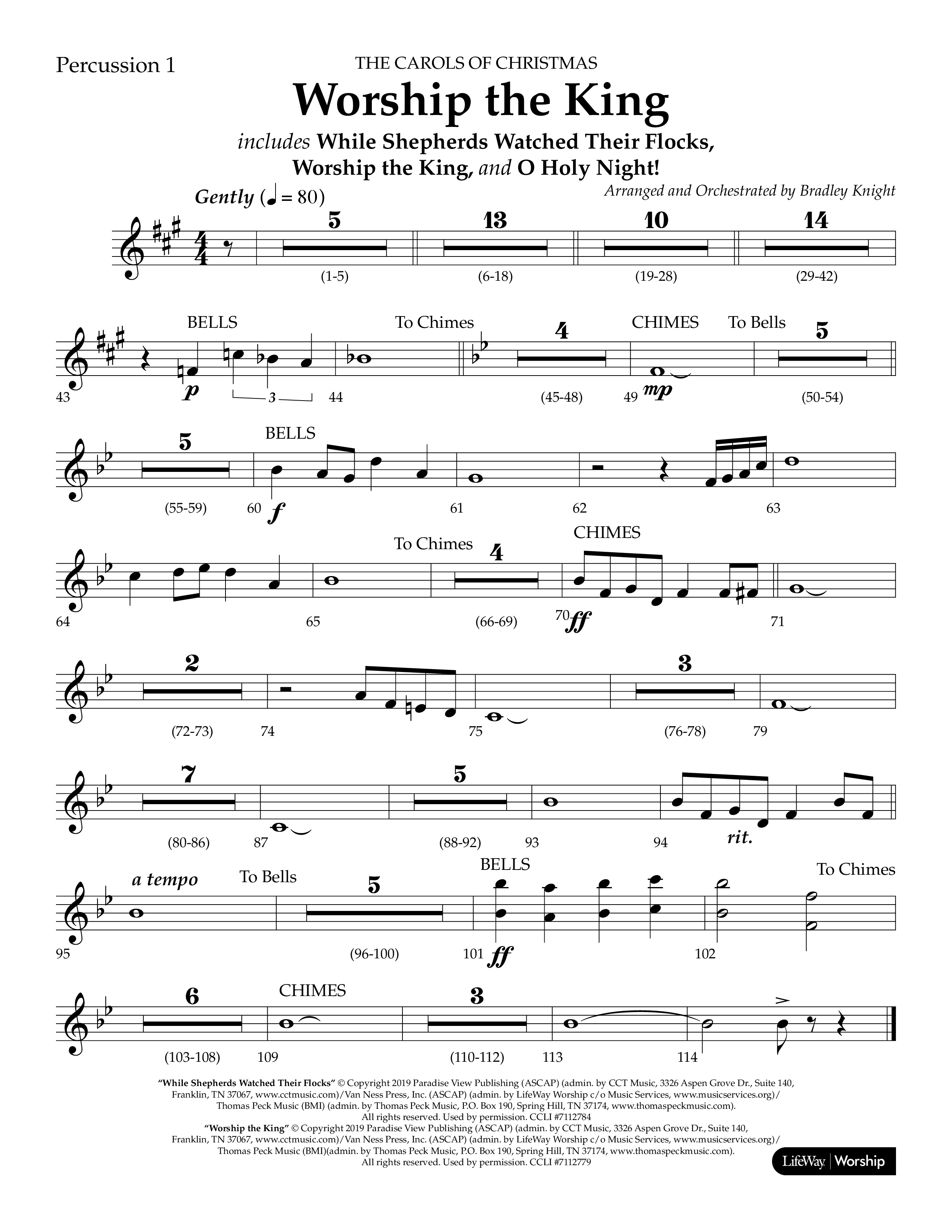 Worship the King (Choral Anthem SATB) Percussion 1/2 (Lifeway Choral / Arr. Bradley Knight)