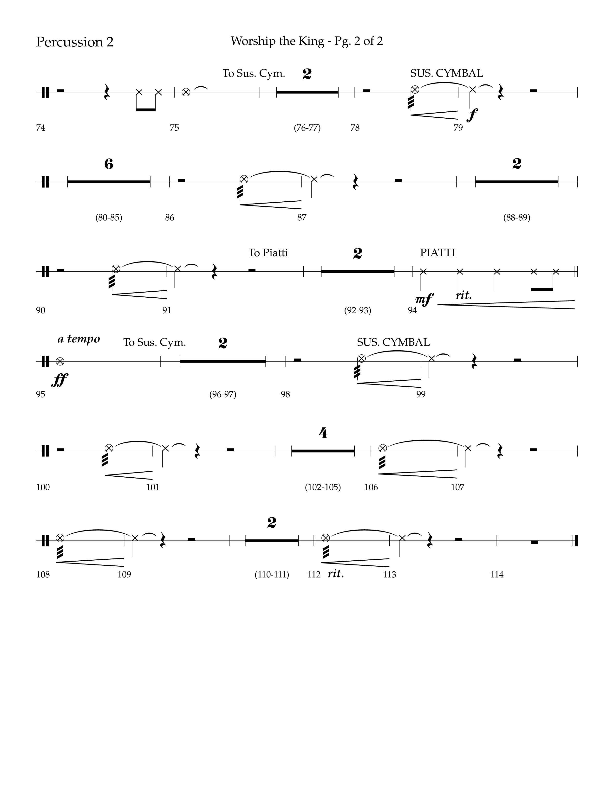 Worship the King (Choral Anthem SATB) Percussion 1/2 (Lifeway Choral / Arr. Bradley Knight)
