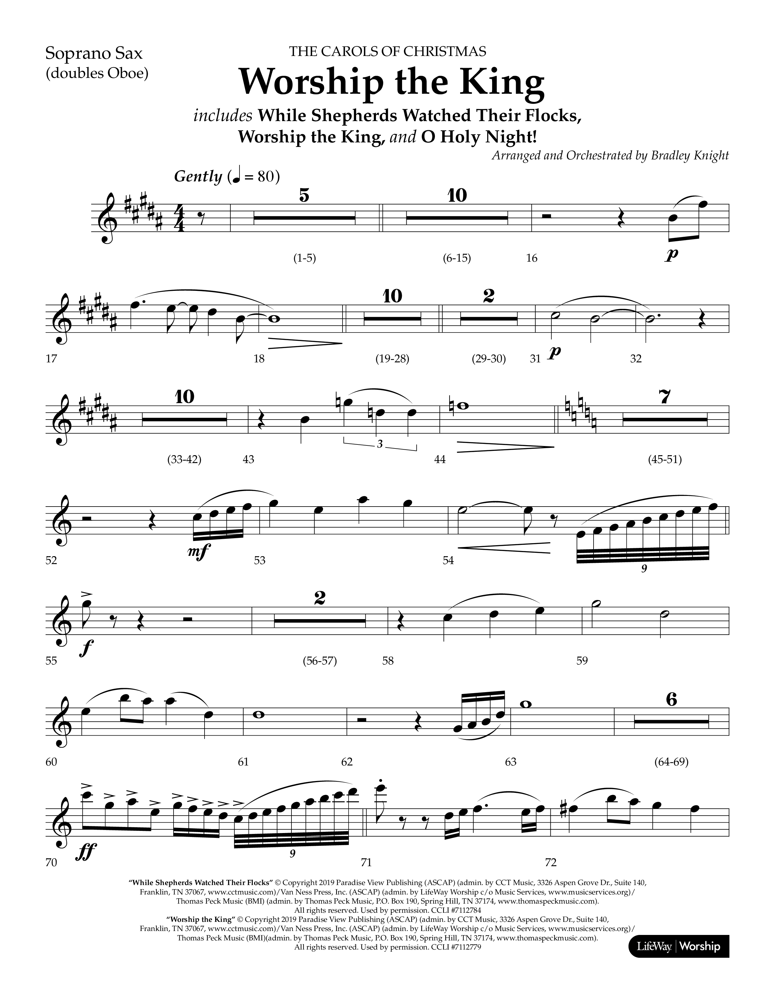 Worship the King (Choral Anthem SATB) Soprano Sax (Lifeway Choral / Arr. Bradley Knight)