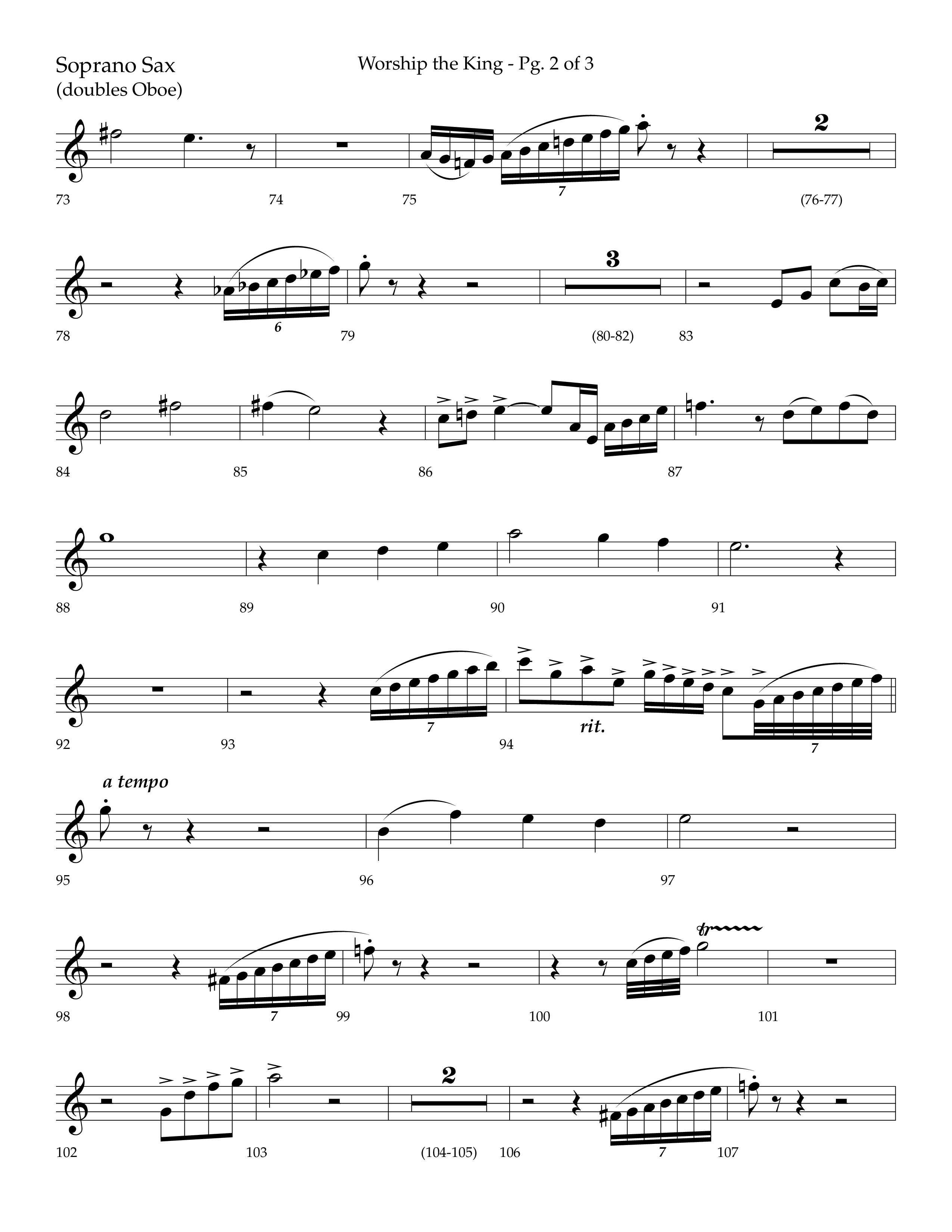 Worship the King (Choral Anthem SATB) Soprano Sax (Lifeway Choral / Arr. Bradley Knight)