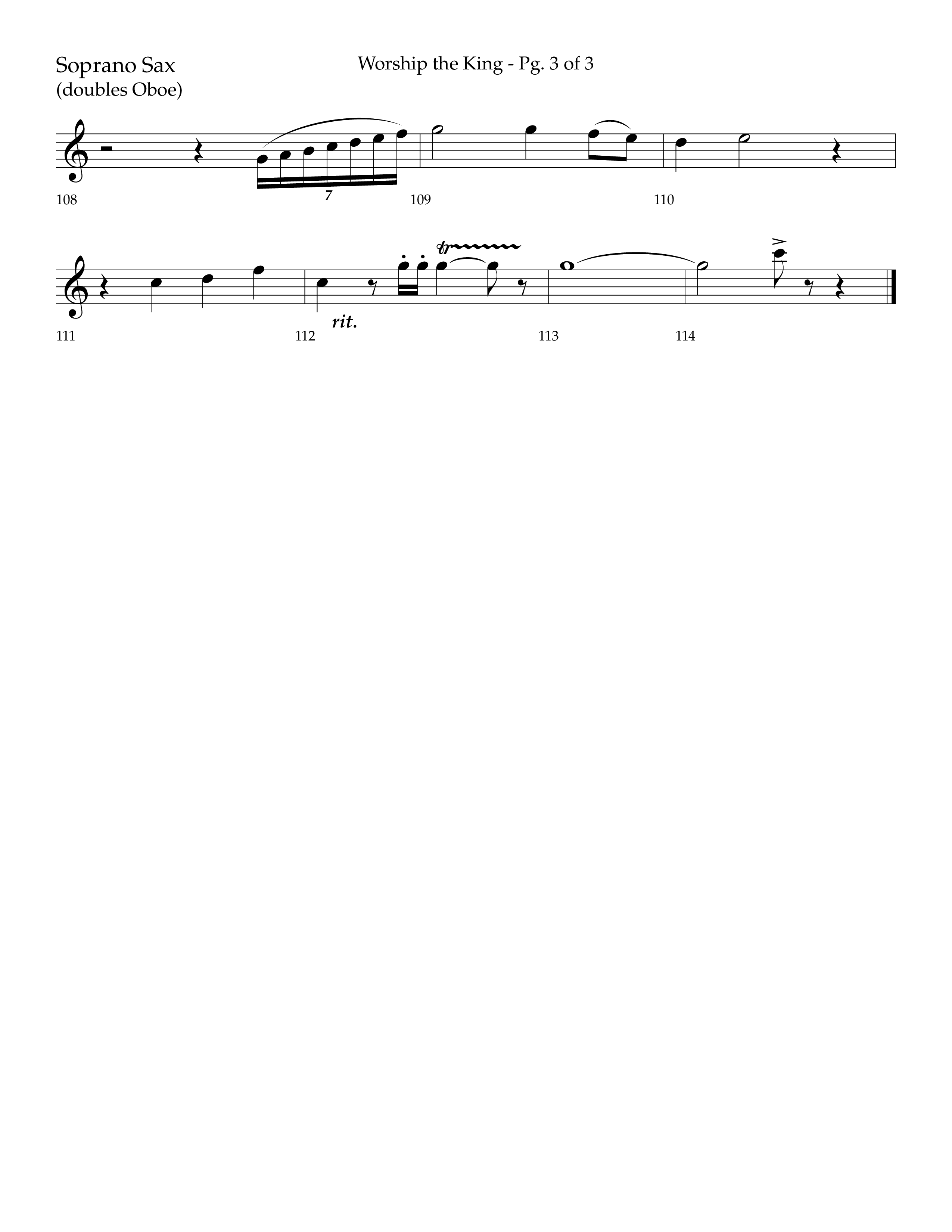 Worship the King (Choral Anthem SATB) Soprano Sax (Lifeway Choral / Arr. Bradley Knight)
